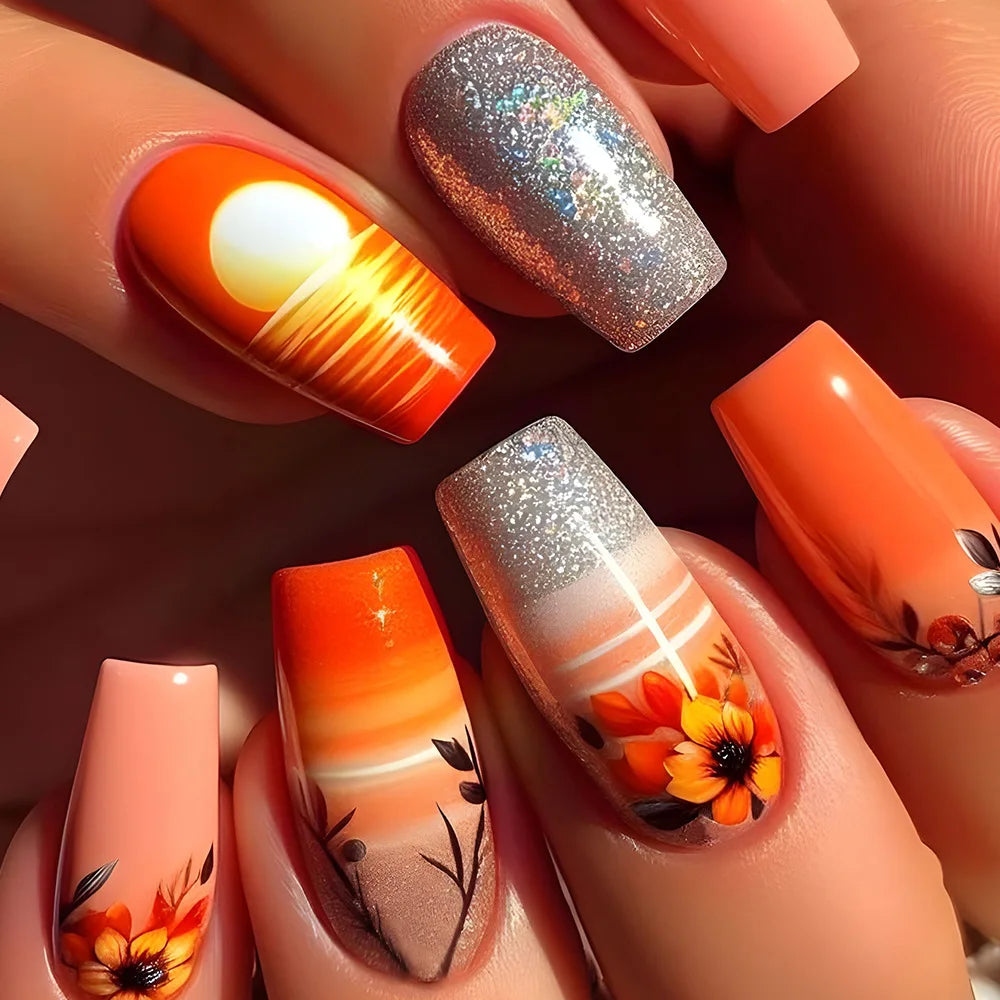 24Pcs Colorful Butterfly Press On Nails - Medium Length Square Acrylic Fake Nails for Women, Ballet Style Fashion Nail Tips | Perfect for Parties, Weddings, Date Nights & Special Occasions