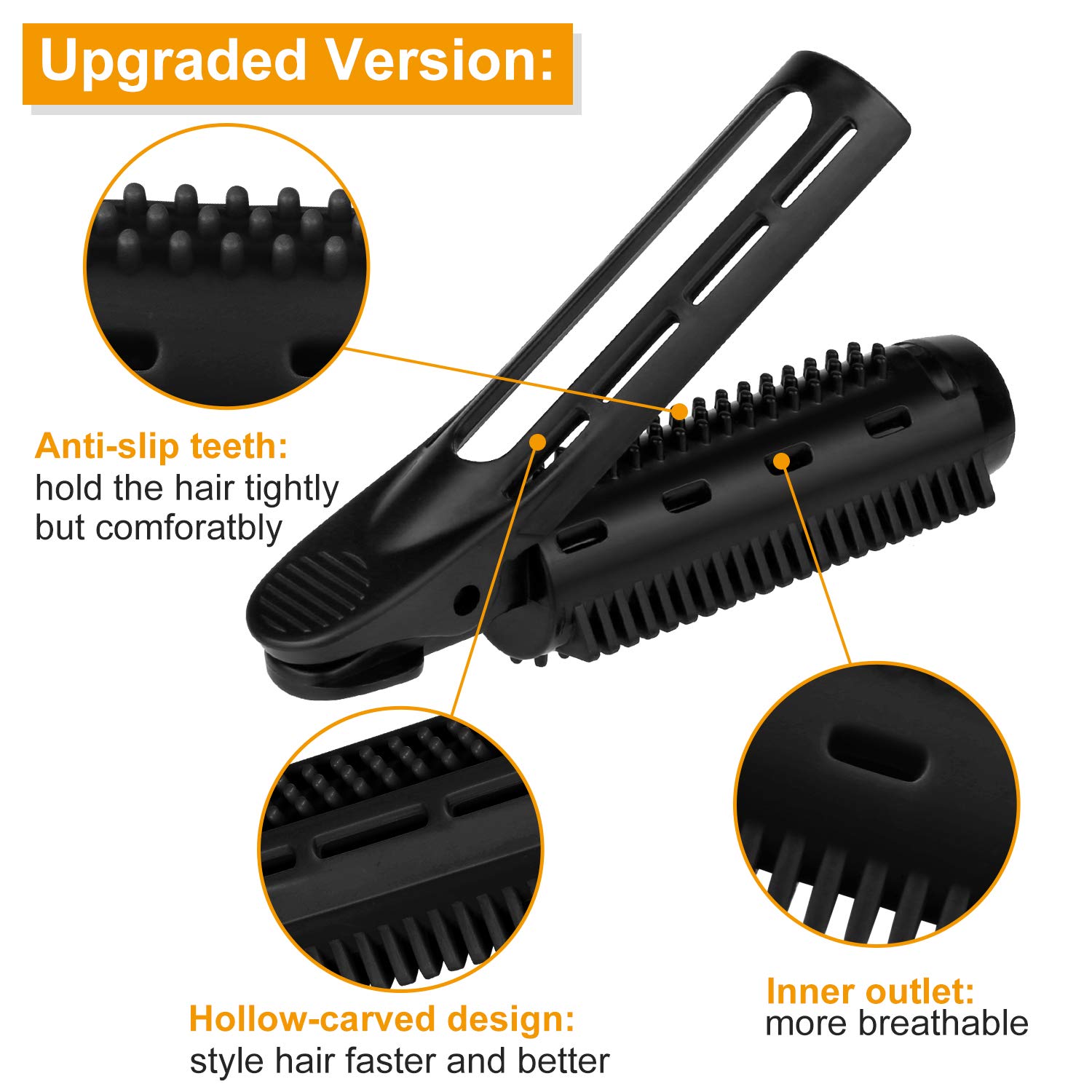 6pcs Volumizing Hair Root Clips for Women - Instant Hair Volume Boost, Fluffy & Natural Look for Thin & Curly Hair - Includes 2 Roller Tools (Black) | Perfect for Daily Styling, Parties & Special Occasions