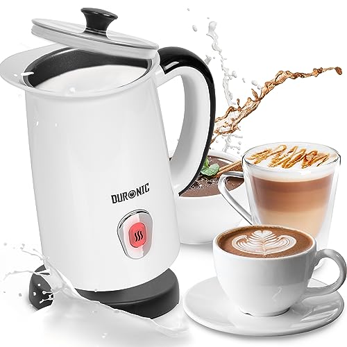 Electric Milk Frother MF130 by Duronic - Hot & Cold Foam Maker for Coffee, Cappuccino, Latte & Matcha - Automatic Milk Steamer & Warmer for Perfect Hot Chocolate & Beverages at Home or Café