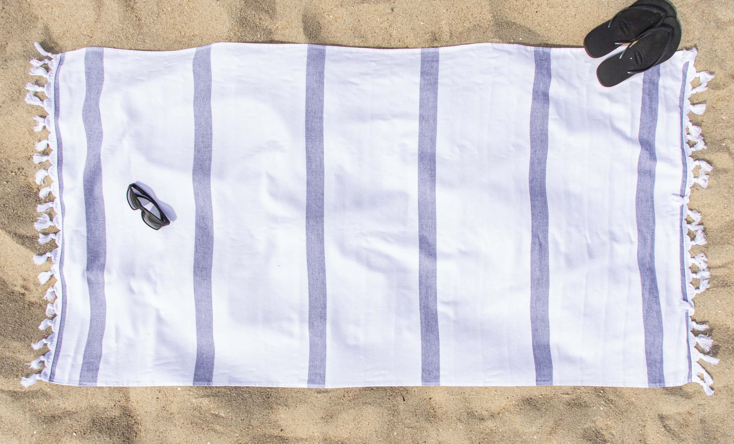 Premium Tropical Cabana Stripe Fouta Beach Towel Set - 2 Piece Quick Dry Bath Towels with Decorative Tassels | Perfect for Pool, Beach, Vacation & Spa Days
