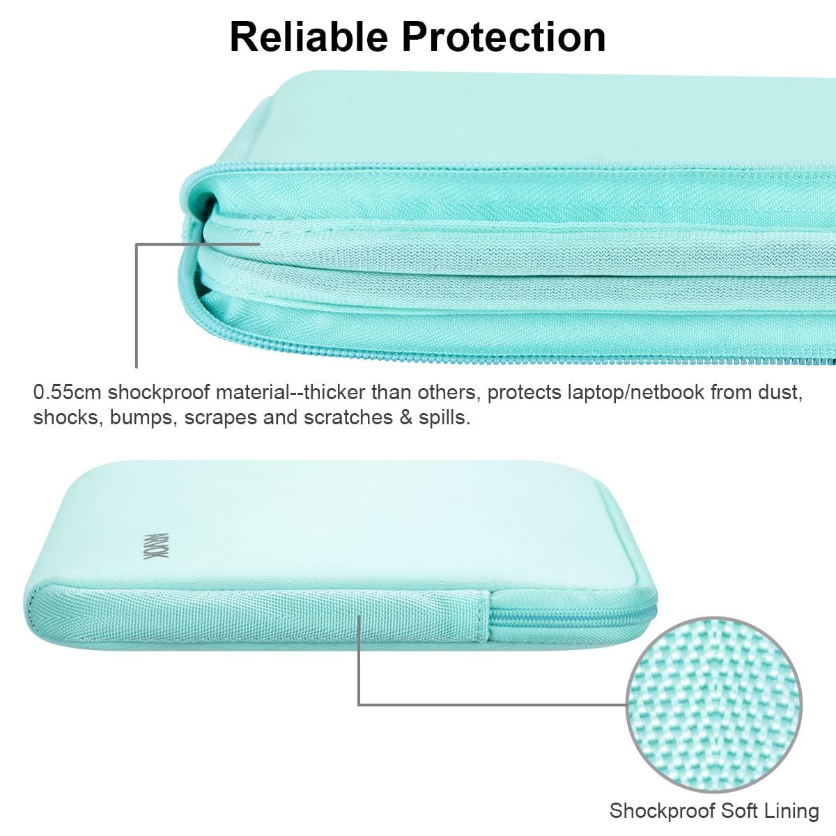 Premium 13-14 Inch Laptop Sleeve for MacBook Pro/Air, HP, Dell, Lenovo, Asus, Acer - Water-Resistant Protective Case with Soft Interior | Ideal for Travel, Office & School Use in Light Green