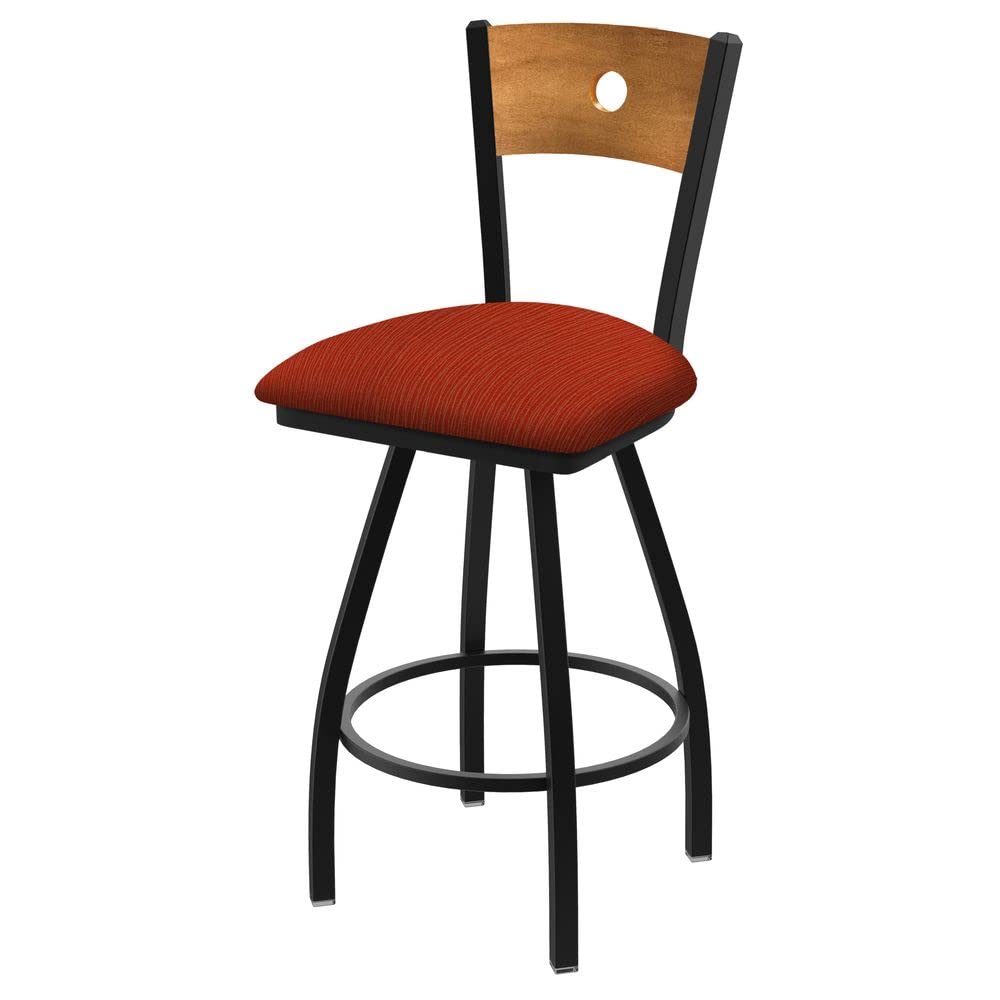 Holland Bar Stool Co. XL 830 Voltaire Swivel Bar Stool with Graph Poppy Fabric - Adjustable Height Counter Stool for Kitchen Island, Breakfast Bar & Home Decor