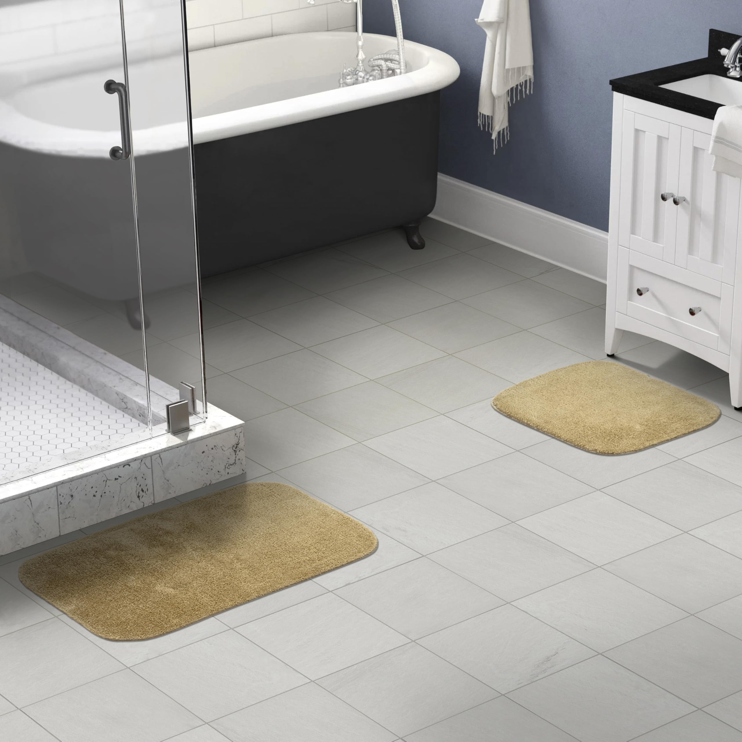 Garland Rug Traditional Nylon Washable Linen Bath Rugs Set of 2 (17