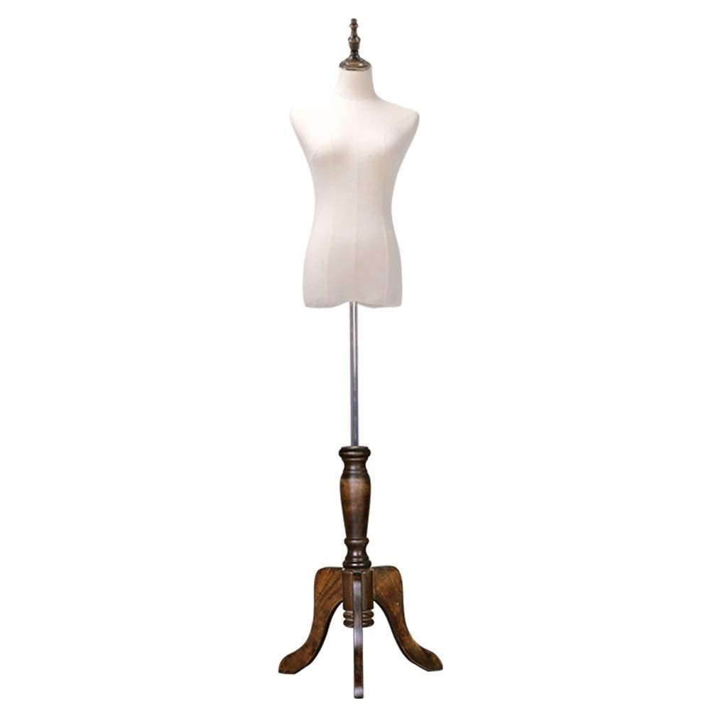 Adjustable Female Dress Form Mannequin with Wood Tripod Stand - 53-70 Inch Height, Antique Color (Medium) - Perfect for Fashion Designers, Tailors & Boutique Displays