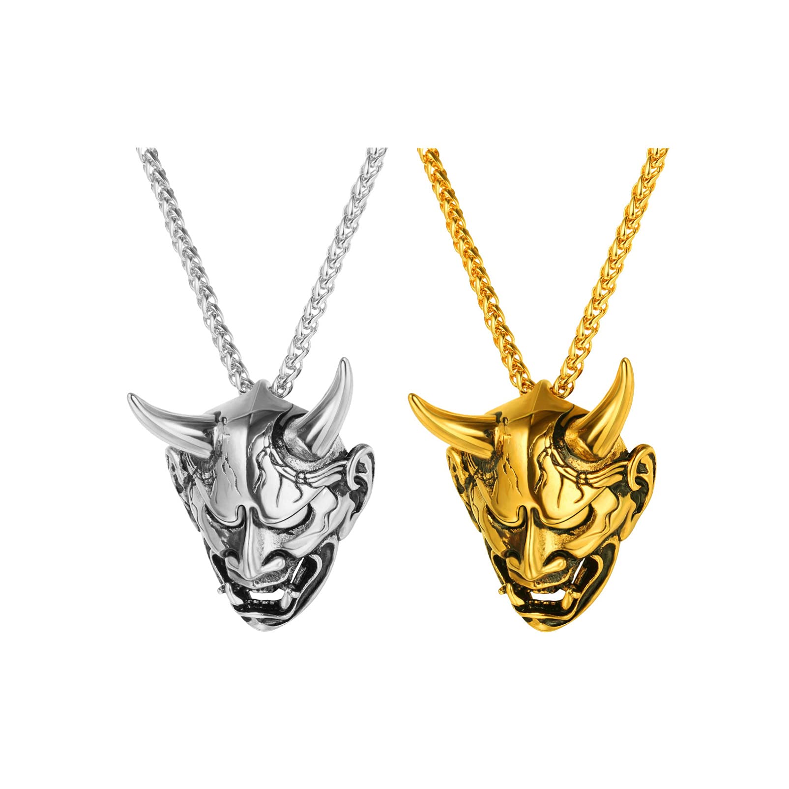 Men's Gothic Demon Head Necklace - Viking Skull Pendant Clavicle Chain Jewelry for Punk Style | Perfect for Halloween Costumes, Gothic Fashion & Metal Music Events
