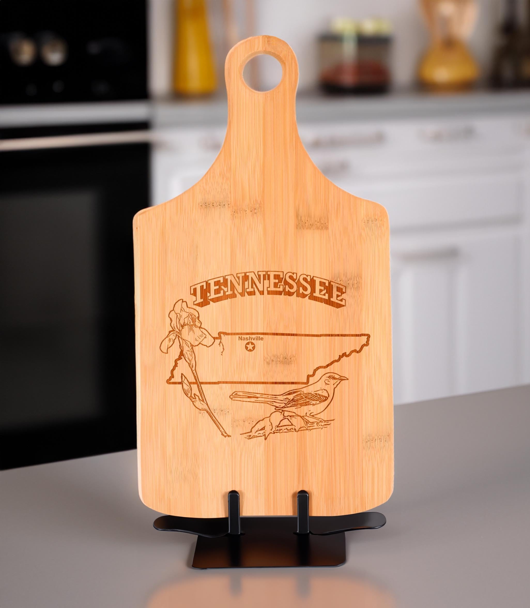 Tennessee Shaped Bamboo Cheese Board - State Pride Kitchen Decor for Cheese & Charcuterie - Perfect for Parties, Gifts & Home Entertaining