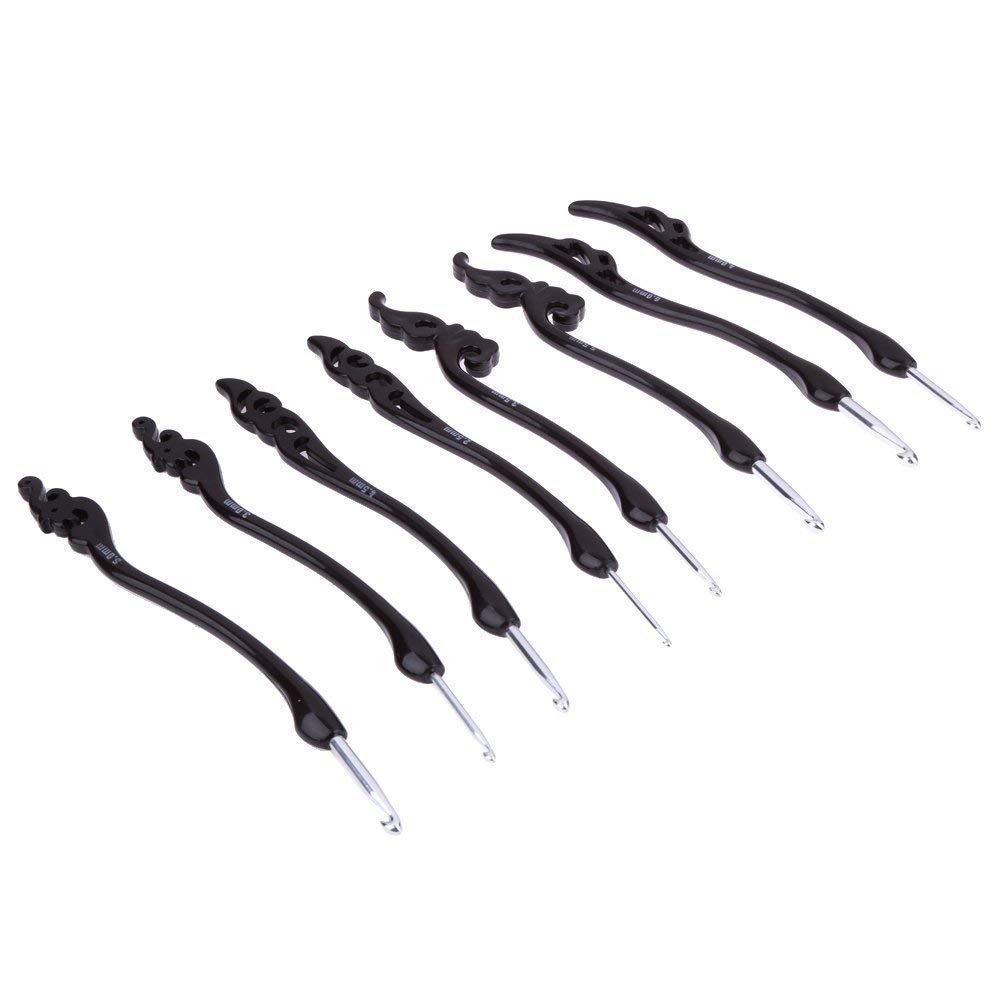 INSO 8-Piece Retro Crochet Hooks Set - Ergonomic Grip Handle Aluminum Knitting Needles for Yarn Weaving & Craft Projects (#1) | Perfect for DIY Crochet, Knitting, Amigurumi & Home Decor Crafts