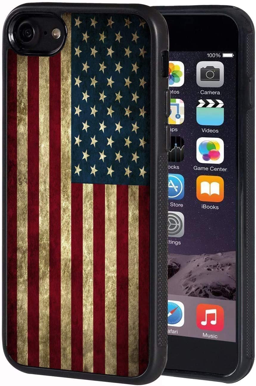 Vintage American Flag Slim Anti-Scratch Shock-Absorbent Silicone Case for iPhone 7/8 (4.7 Inch) - Durable Flexible Protective Cover | Perfect for Everyday Use, Travel & Outdoor Activities