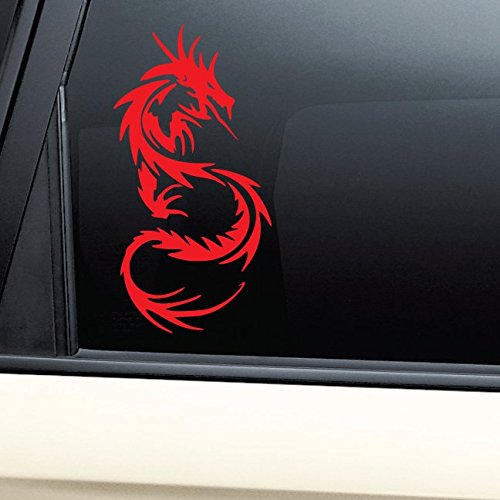Tribal Dragon Vinyl Decal Sticker for Laptop, Car, Truck Bumper & Window - Red | Waterproof & Durable Decorative Sticker for Personalizing Devices & Vehicles