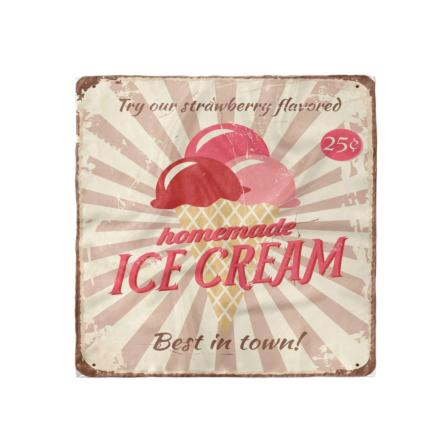 Ambesonne Ice Cream Hair Scarf - Soft Cotton Head Wrap for Women, Homemade Ice Cream Print - Perfect for Beach, Summer, and Casual Outfits