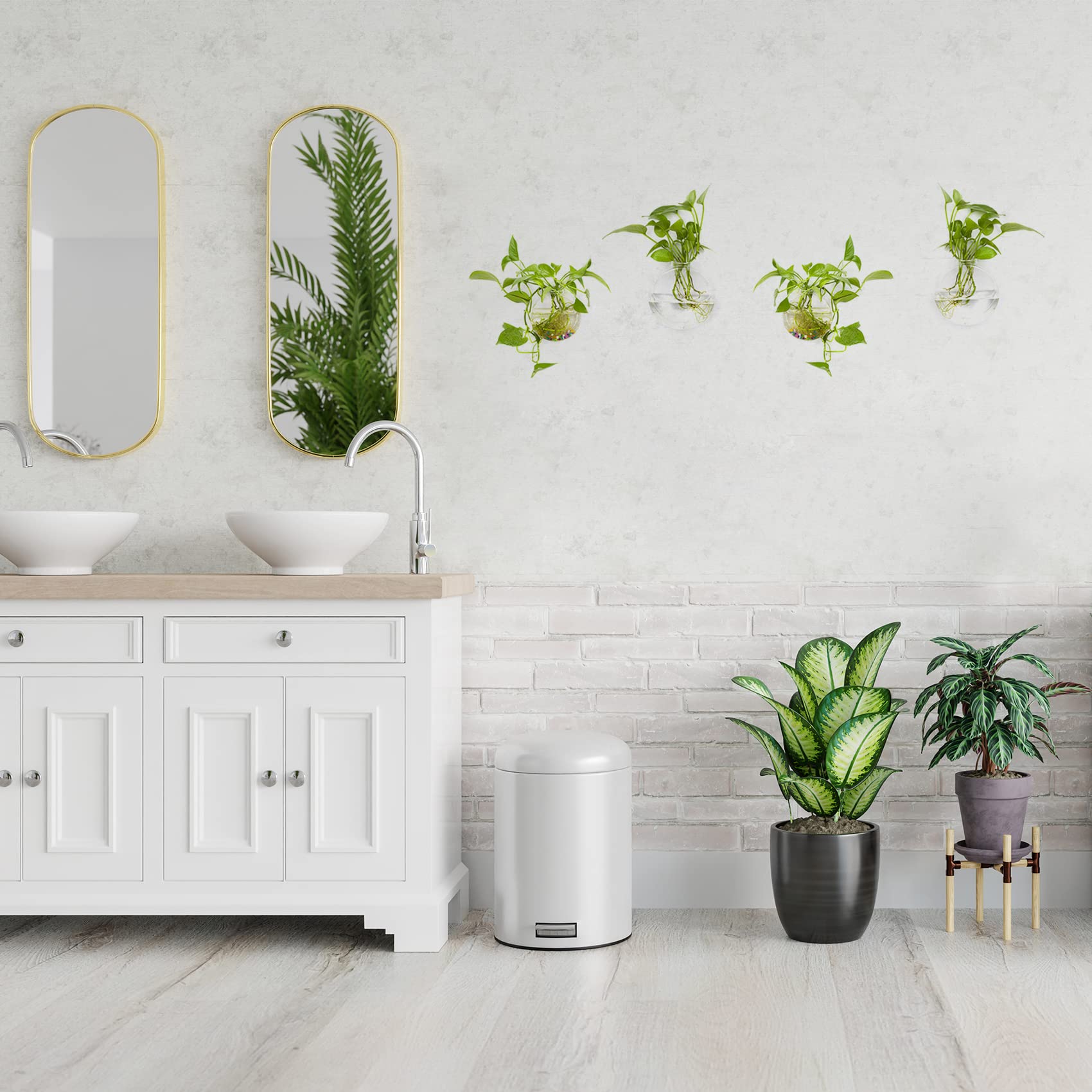 LB Hanging Glass Terrarium Planter - 2 Pack Air Plant Holder, Wall Mounted Flower Vase for Hydroponic Plants | Perfect for Home, Office & Garden Decor, Indoor Vertical Garden Display