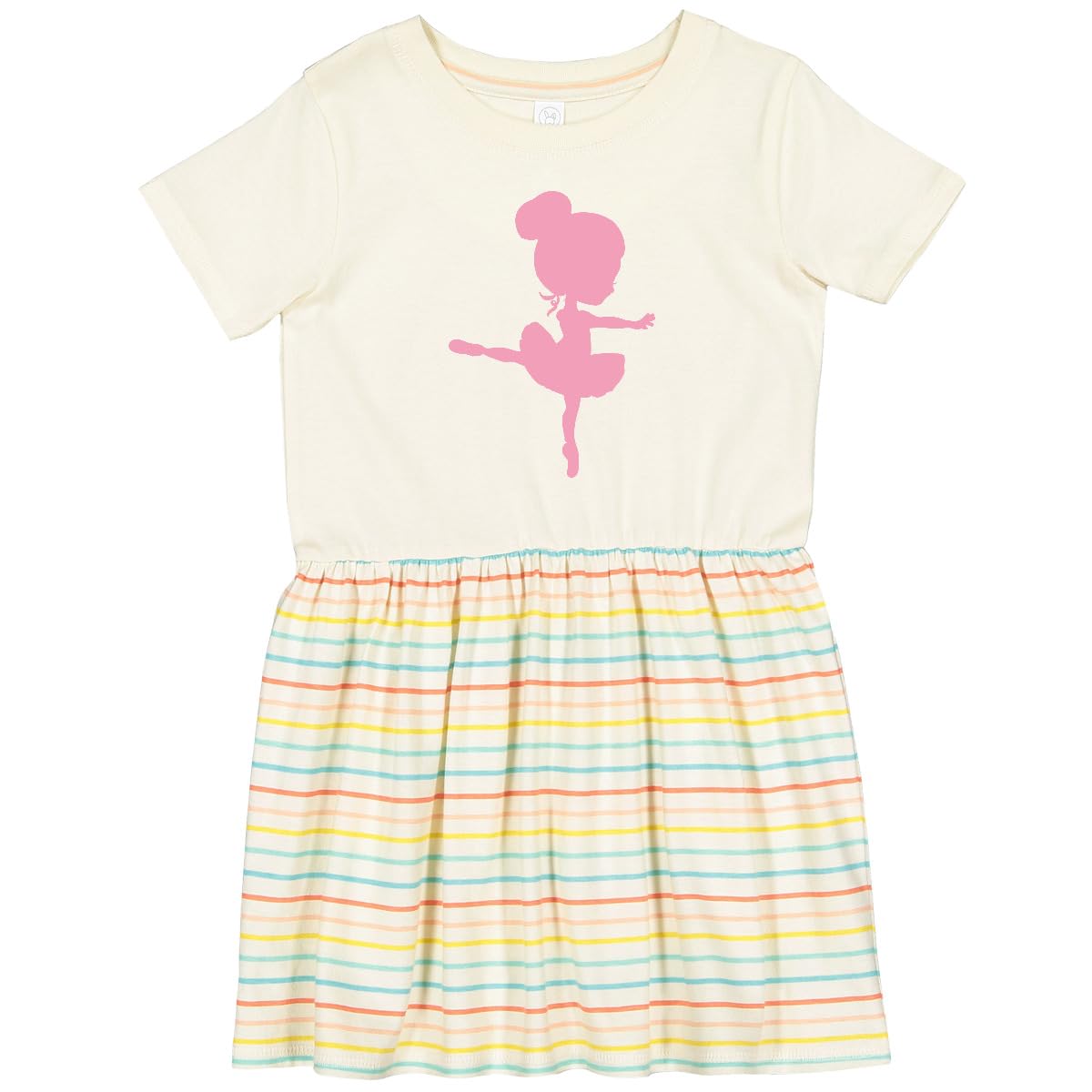 Inktastic Cute Ballerina Toddler Dress - Soft Cotton Baby Girl Tutu Dress for Dance Class, Birthday Party & Photo Shoots | Toddler Ballet Outfit for 1-3 Years Old