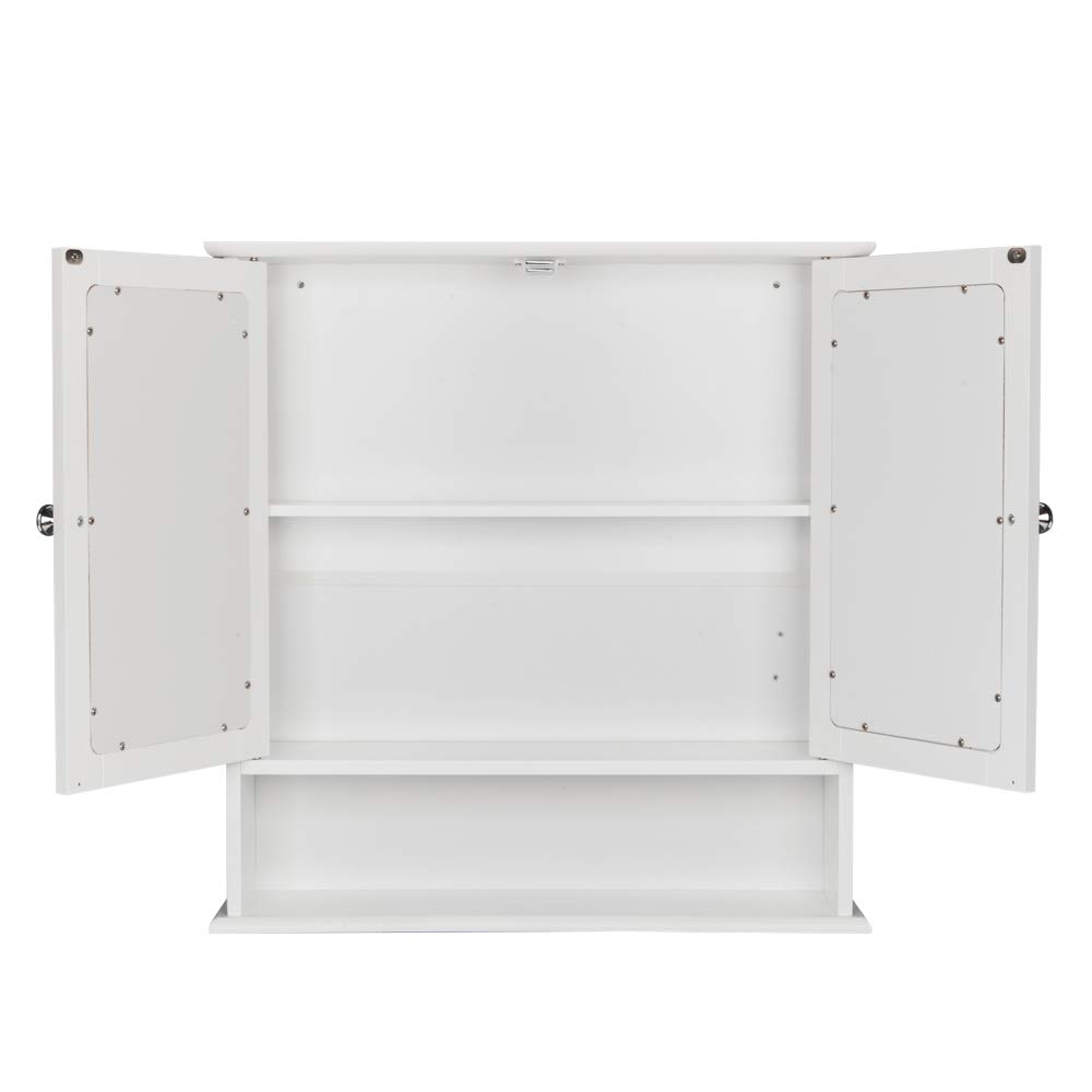 Wall Mounted Bathroom Medicine Cabinet with Mirror - 2 Door Storage Cabinet for Bathroom Organization - Perfect for Small Spaces, Apartments & Vanity Storage