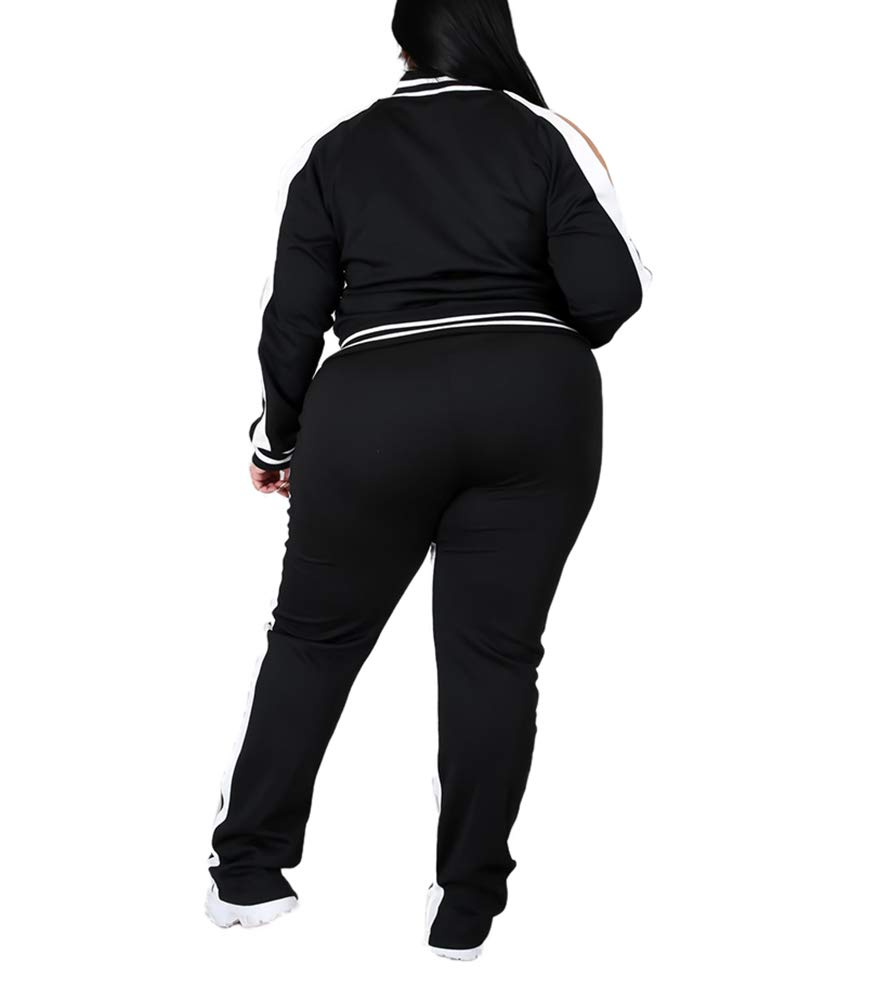 Ophestin Women's Plus Size 2-Piece Tracksuit Set - Long Sleeve Jacket & Skinny Sweatpants Outfit | Casual Loungewear, Workout & Streetwear Fashion