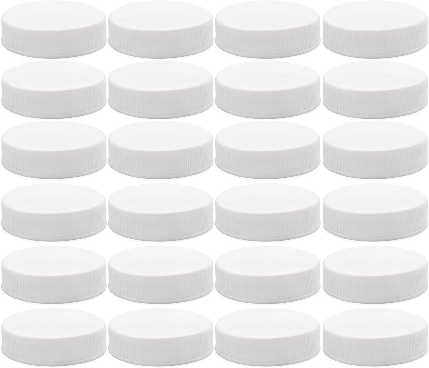 Cornucopia Brands Regular Mouth Plastic Mason Jar Lids - 24-Pack Unlined White Caps for Canning Jars (Size 70-450) | Ideal for Food Storage, DIY Crafts & Home Preserving