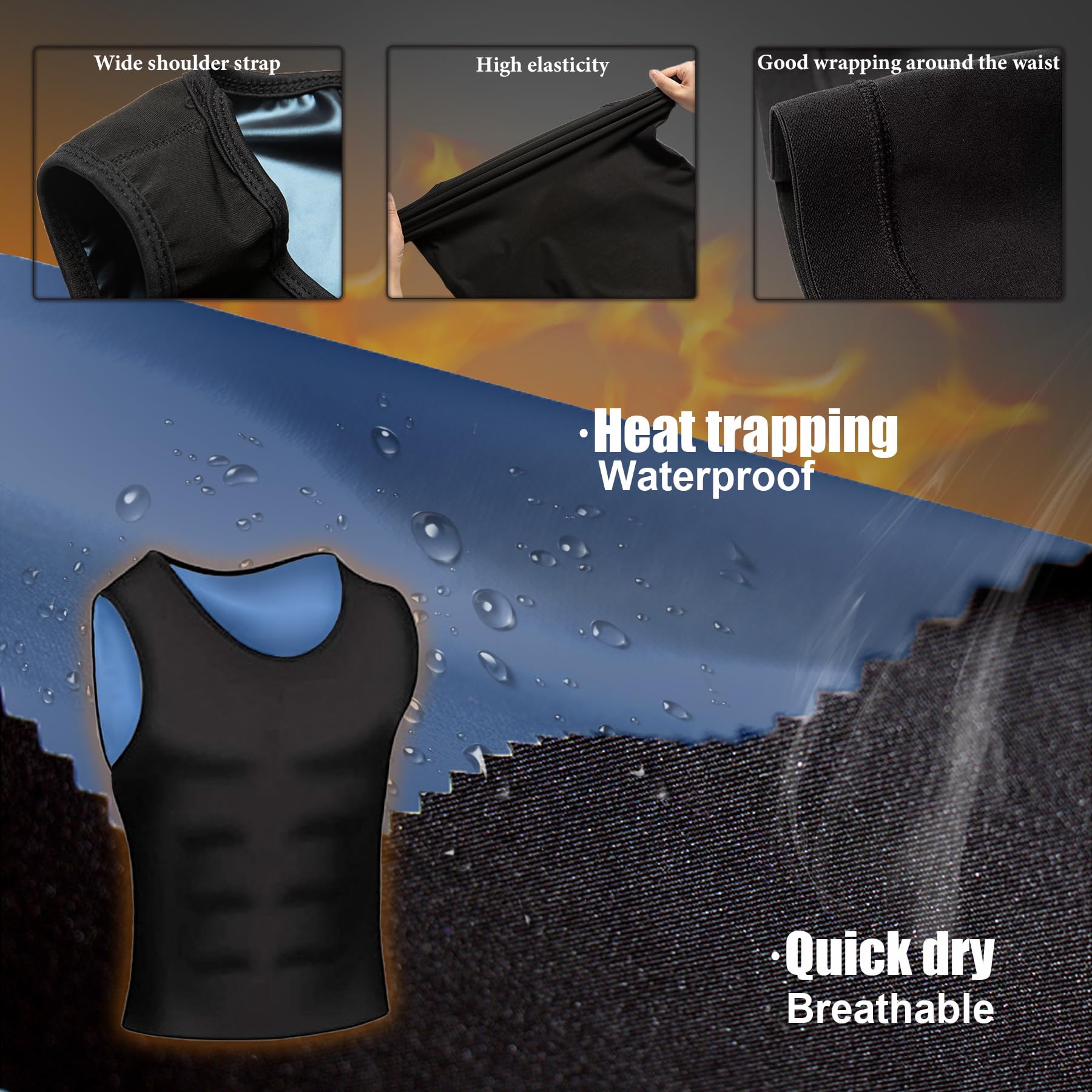 Men's Sauna Vest Waist Trainer - Sleeveless Weight Loss Sauna Suit & Compression Tank Top for Workout, Gym, and Fitness Training