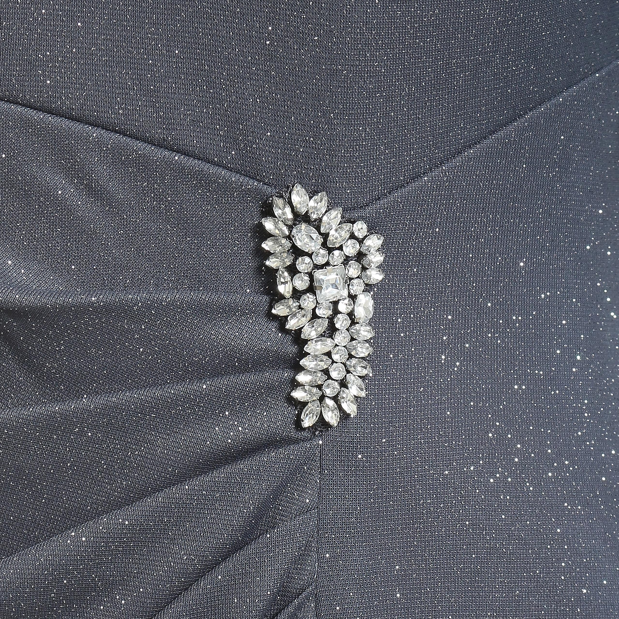 S.L. Fashions Women's Formal Long Glitter Mesh Stretch Embellished Waist Mother of Bride Dress - Petite & Regular Sizes - Perfect for Weddings, Galas & Special Occasions