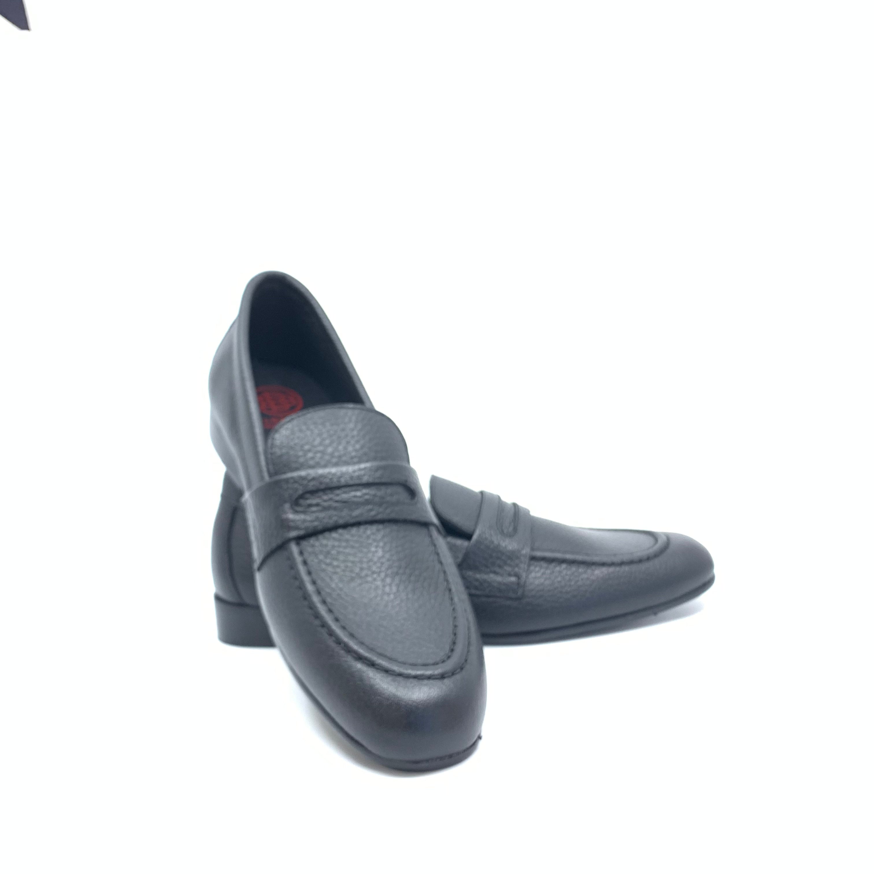 Blublonc Black Pebbled Penny Dress Shoes for Men - Classic Oxford Style Formal Shoes for Business, Office & Wedding - Comfortable & Stylish Leather Loafers