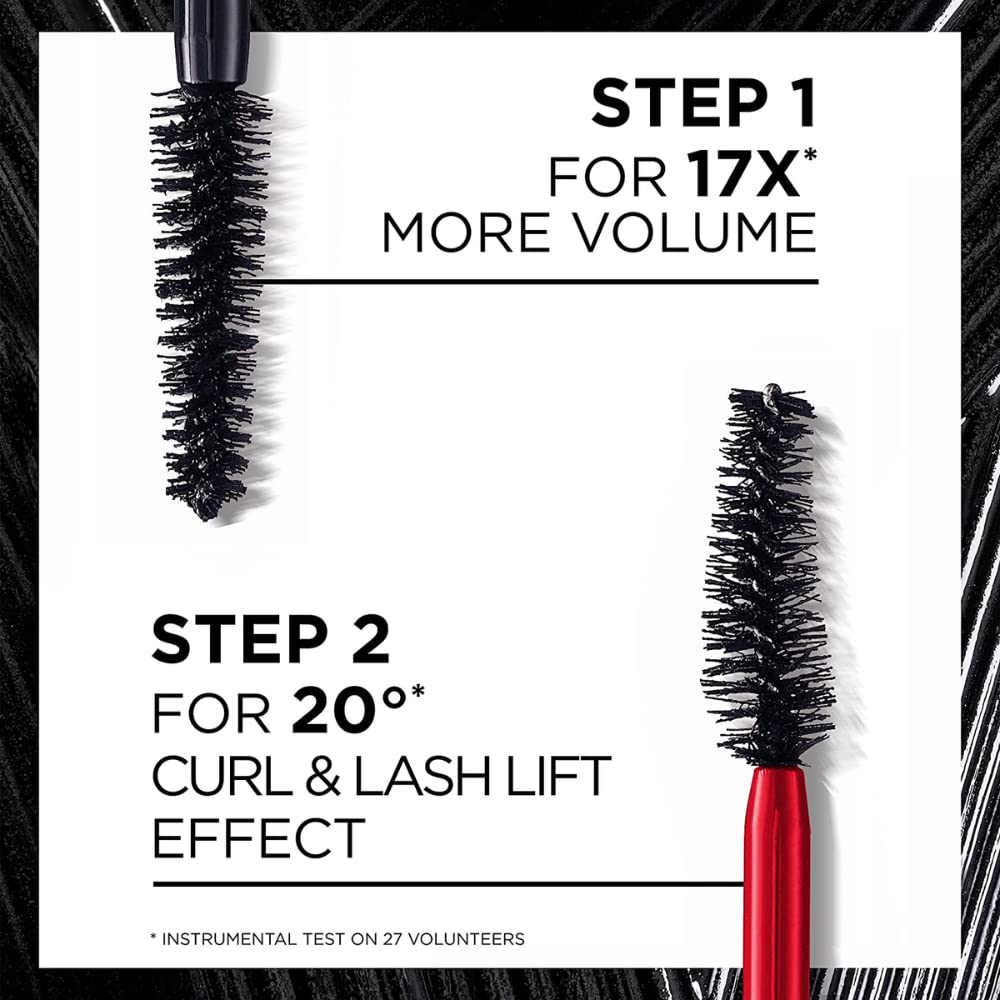 L'Oreal Paris Pro XXL Lift 2 Step Mascara - Black (3 Pack) | Volumizing & Lengthening Mascara for Dramatic Lashes | Perfect for Day to Night Makeup Looks