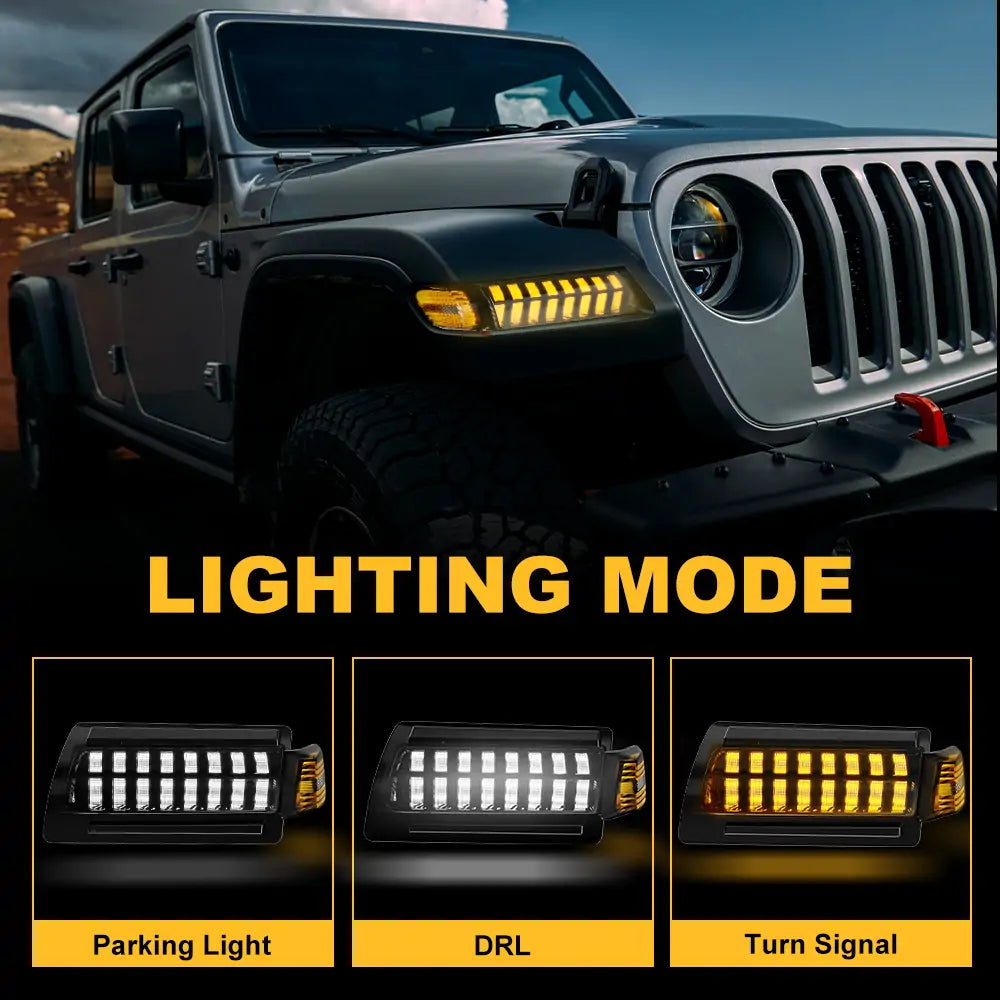 LOYO LED Fender Lights with Side Marker Lights for Jeep Wrangler JL Sport & Sport S - Waterproof Off-Road Lighting for Night Driving & Trail Adventures