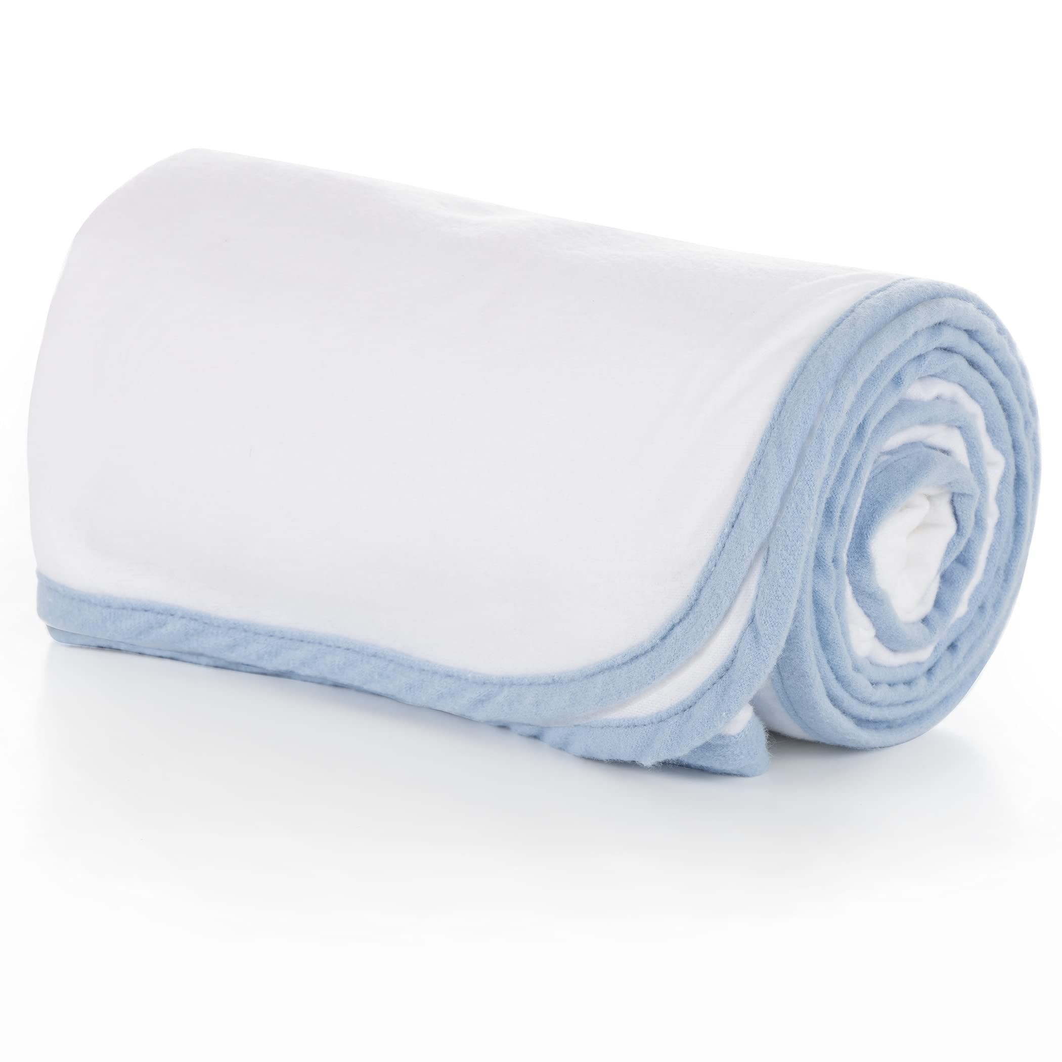 Moms on Call Swaddle Blanket - Soft Blue Baby Wrap with Coverstitch for Newborns | Perfect for Sleeping, Nursing & Comfort | Breathable & Cozy Infant Swaddling Blanket