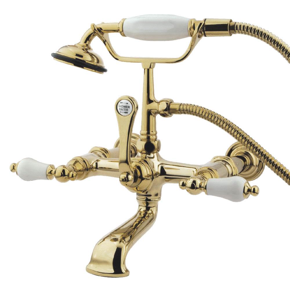 Kingston Brass CC544T1 Vintage 7 Inch Wall Mount Tub Faucet with Hand Shower - Classic Bathroom Fixture for Spa-Like Shower Experience