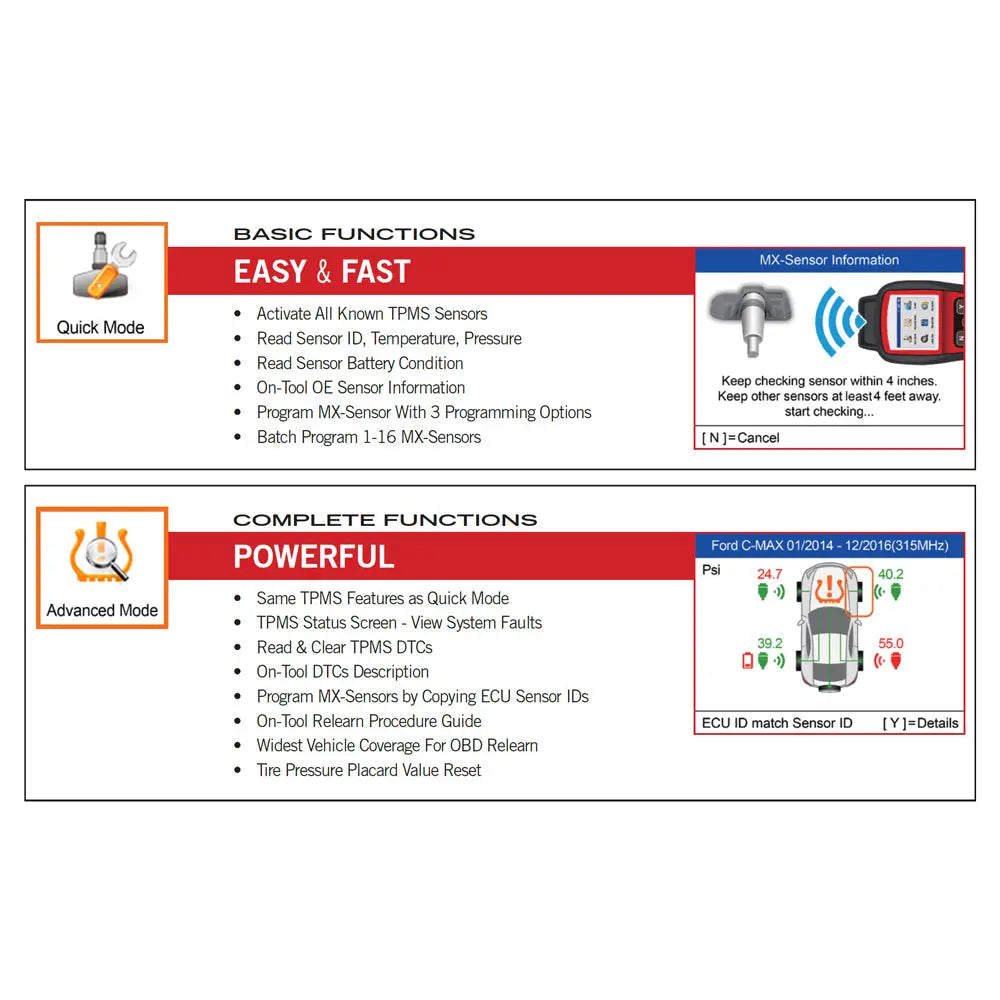 Autel TS508WF TPMS Diagnostic & Service Tool Kit with 4 Sensors - Professional Tire Pressure Monitoring System Scanner for Cars, Trucks & SUVs - Perfect for Auto Shops & DIY Home Mechanics