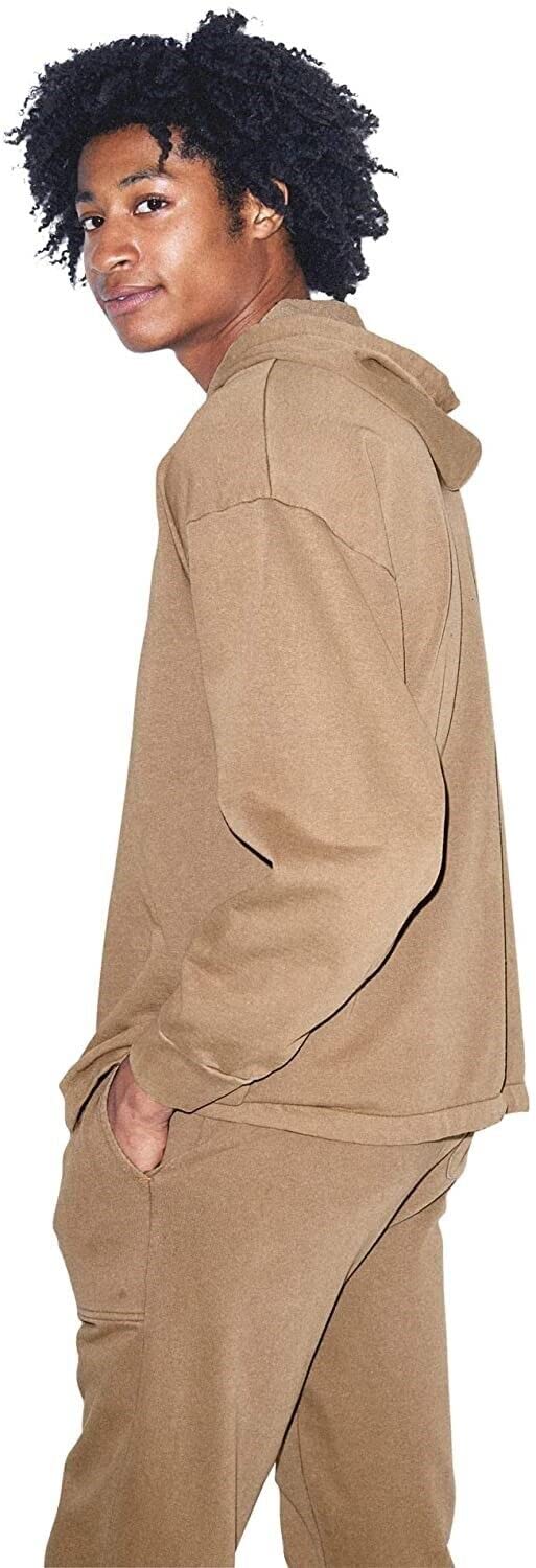 American Apparel Men's French Terry Long Sleeve Drawstring Hoodie - Comfortable Casual Pullover for Gym, Lounge & Streetwear
