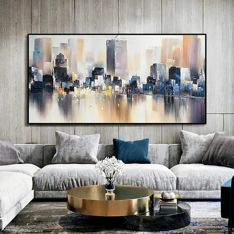 Urban Landscape Painting #UL 005 - Modern Wall Art for Living Room, Bedroom & Office Decor - Handmade Canvas Artwork