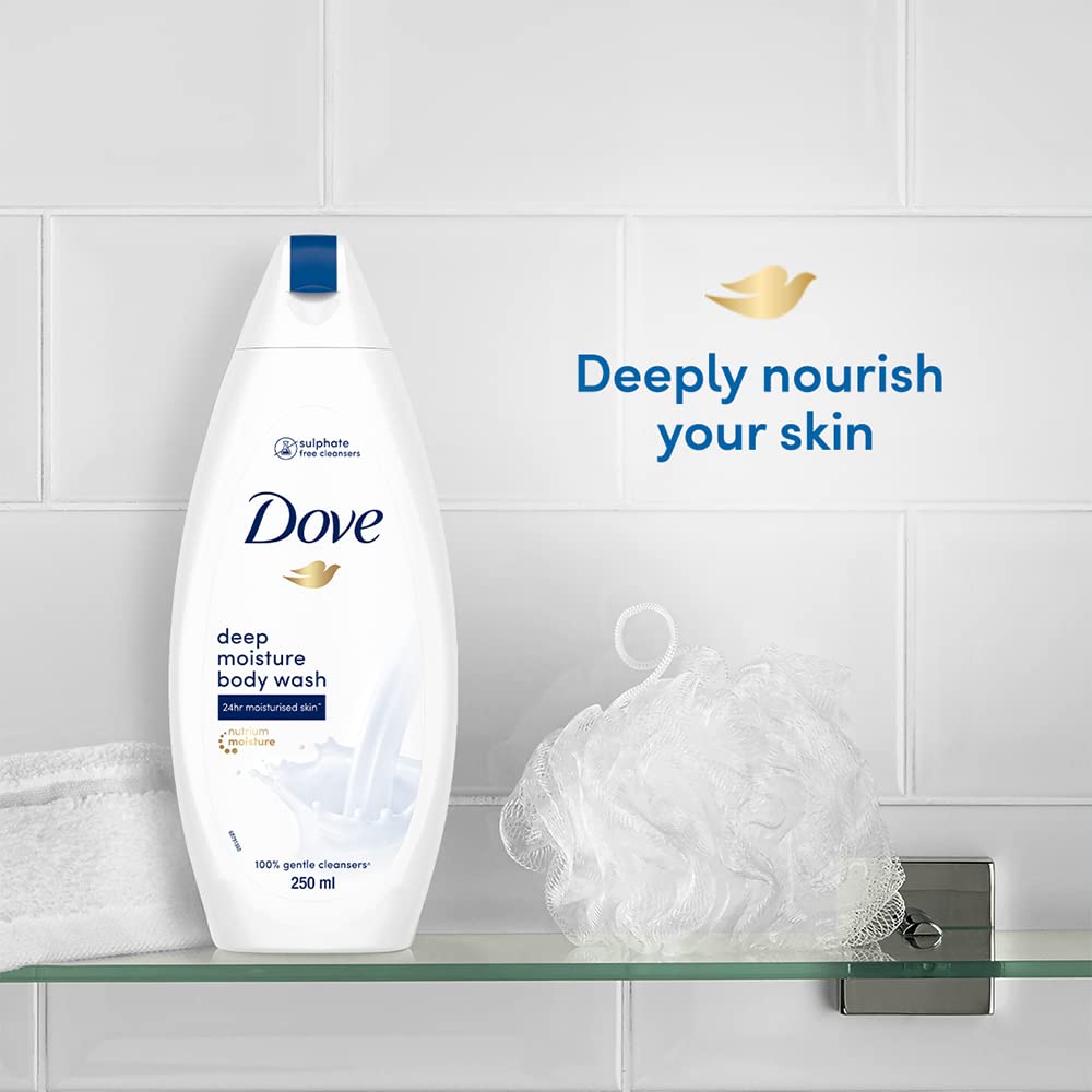 Dove Deeply Nourishing Body Wash with Moisturizers for Softer, Smoother Skin - 8.5 fl oz (250ml) | Hydrating Shower Gel for Dry Skin | Daily Moisturizing Body Cleanser for Women & Men | Perfect for Shower & Bath Routine