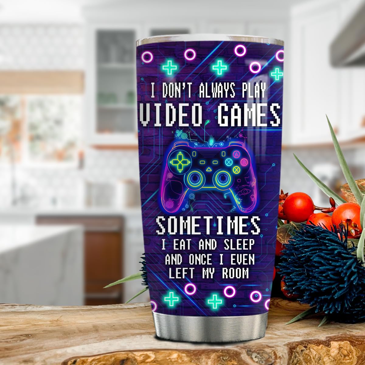 20oz Video Game Themed Tumbler - Insulated Gaming Mug for Men & Teen Boys - Perfect Gamer Gift for Boyfriend, Birthday & Christmas - Great for Coffee, Tea & Gaming Sessions