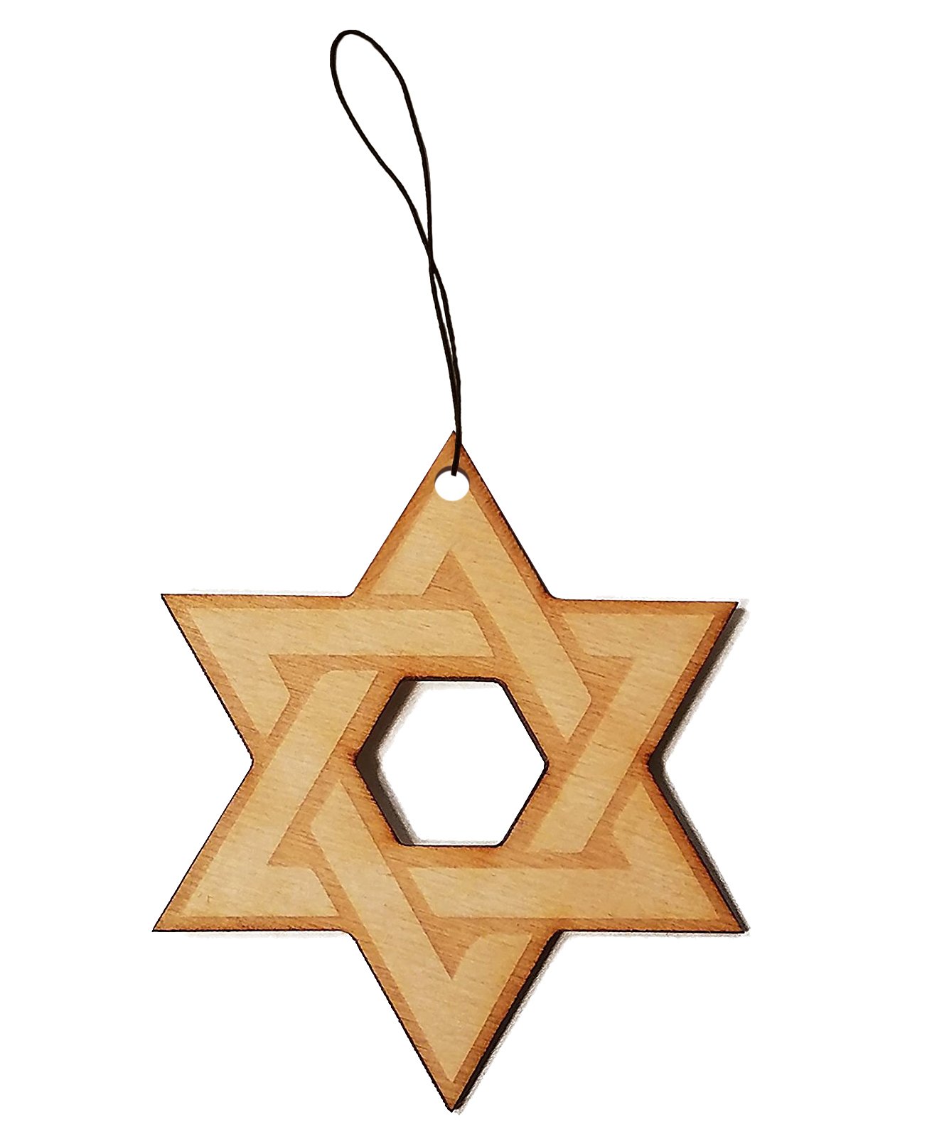 Star of David Laser Engraved Wooden Car Mirror Charm - Handmade Jewish Car Accessory for Protection & Blessing - Perfect for Hanukkah Gifts, New Car Decor, and Spiritual Protection While Driving
