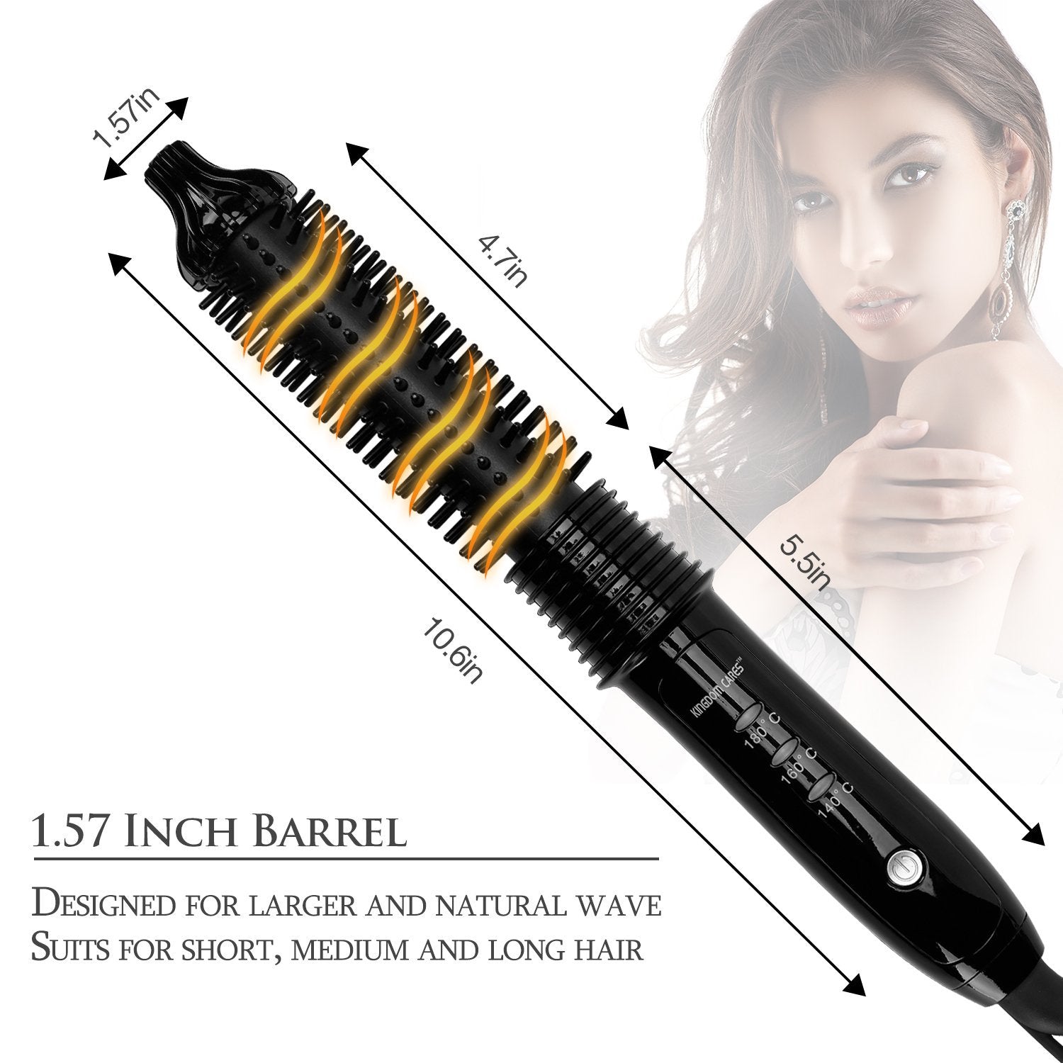 Electric Hair Curling Iron Brush - Professional Ceramic Tourmaline Curler for Wavy & Straight Styles - Perfect for Home, Salon & Travel Use