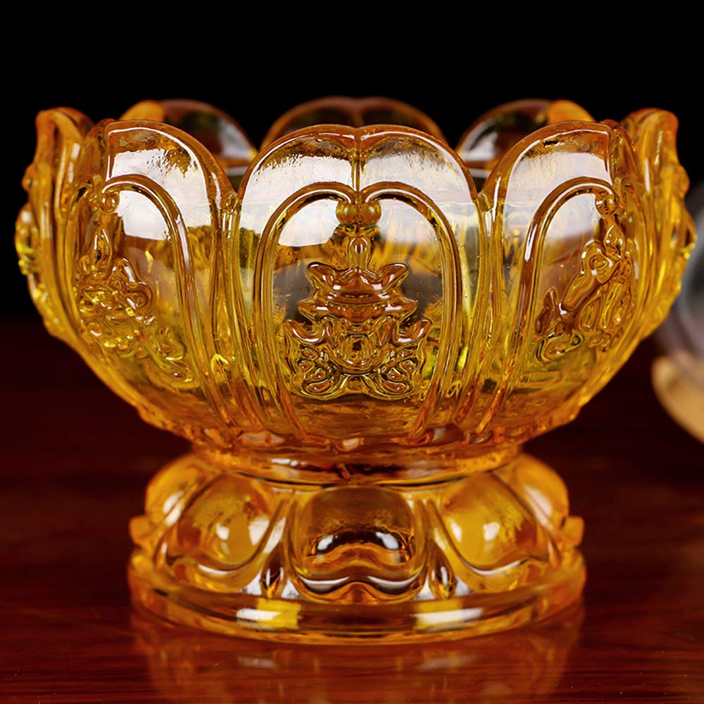 Premium Glass Crystal Lotus Oil Lamp - Indoor Buddha Head Kerosene Lamp with Ultra-Pure Paraffin Wax, Gold Lantern Candle Holder for Home Decor, Meditation & Spiritual Spaces