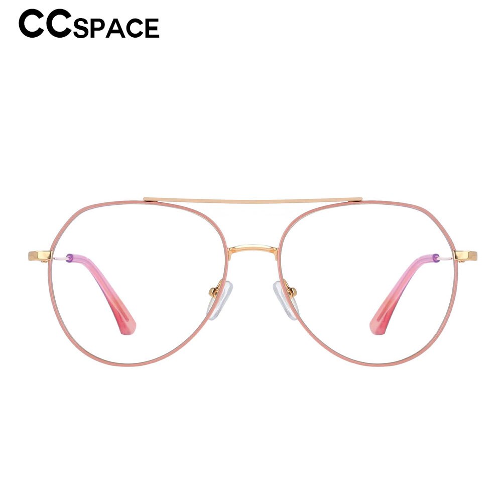 CCspace Women's Full Rim Oversized Round Alloy Frame Eyeglasses 53372 - Stylish Retro Glasses for Women, Lightweight & Durable, Perfect for Reading, Driving & Fashion Accessories