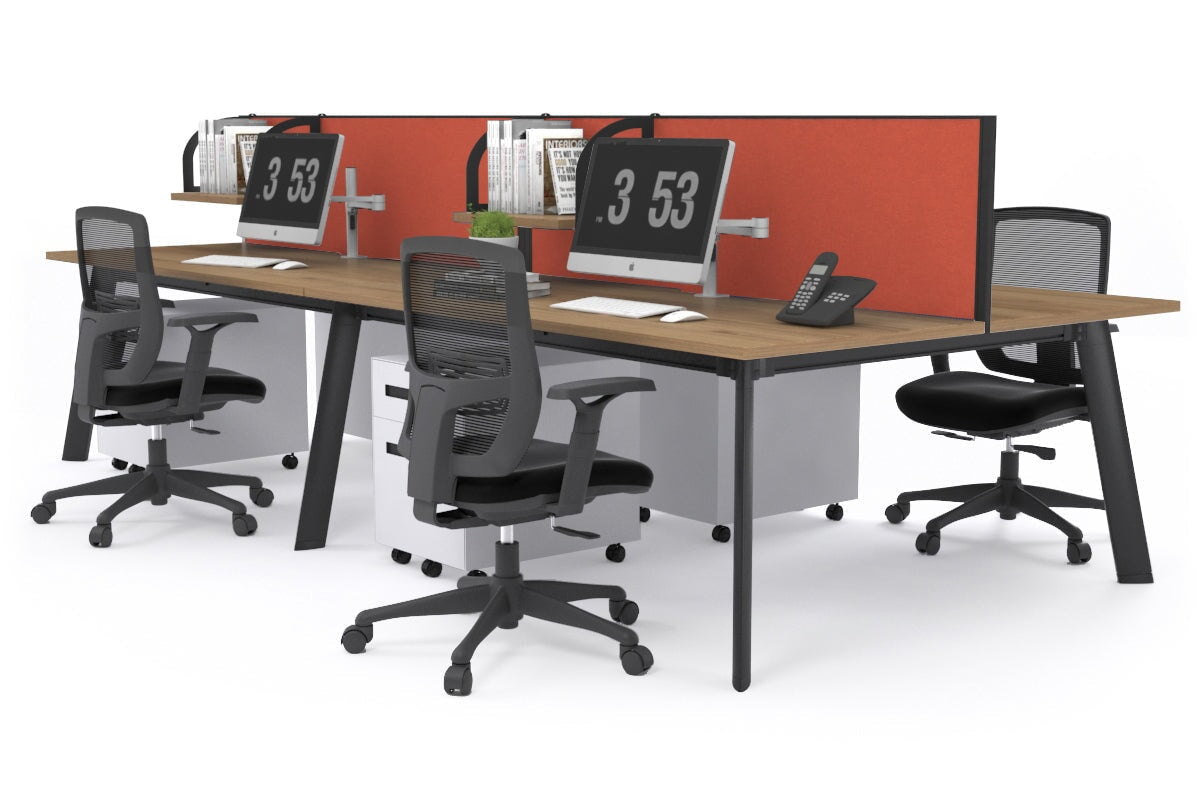 4-Person Workstation with Black Frame - 1200L x 700W Office Desk for Team Collaboration & Productivity | Perfect for Open Offices, Coworking Spaces & Home Offices