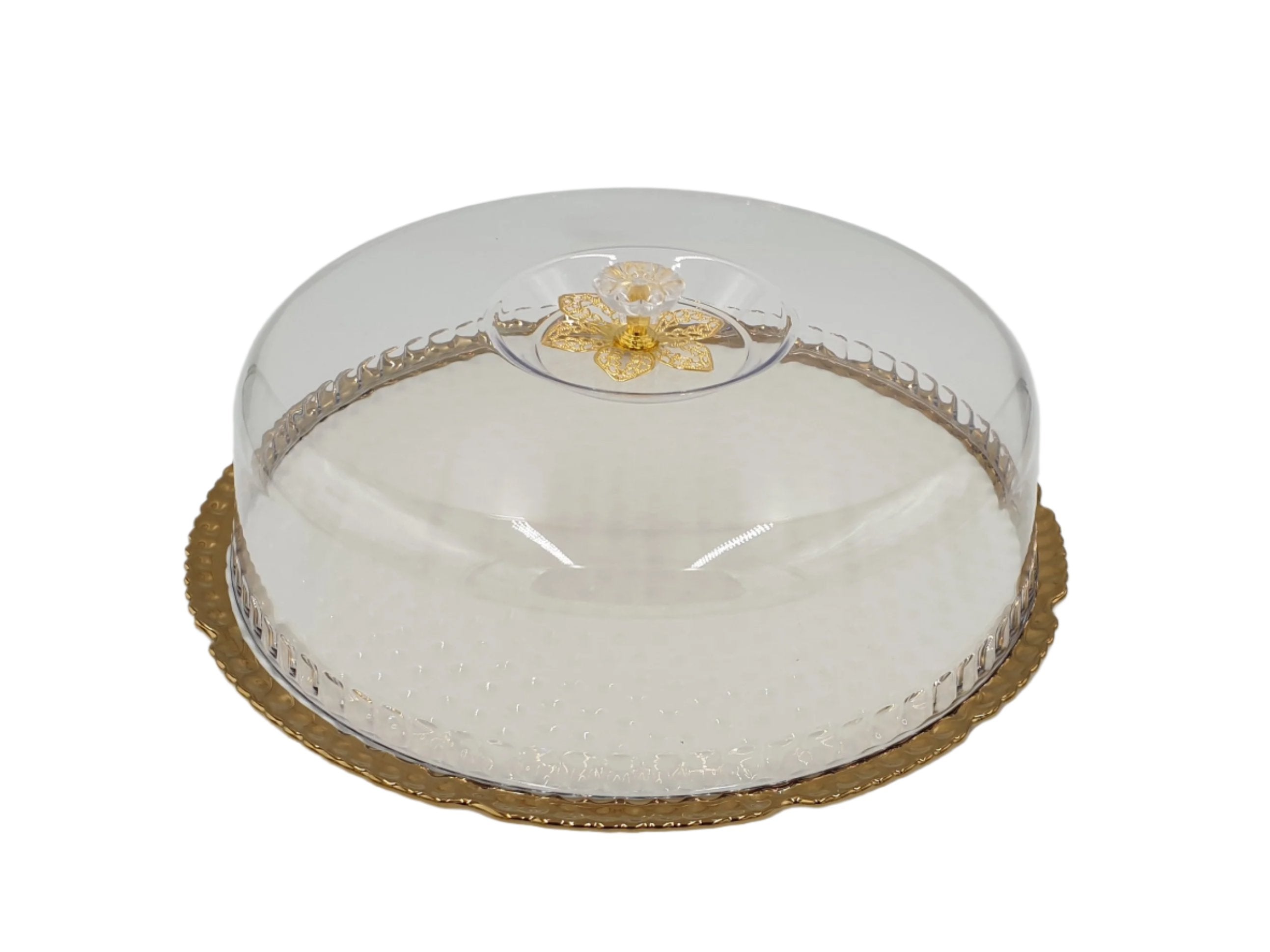 12-Piece Gold Round Cake Stand Set with Glass Dome - Perfect for Weddings, Parties, and Dessert Displays