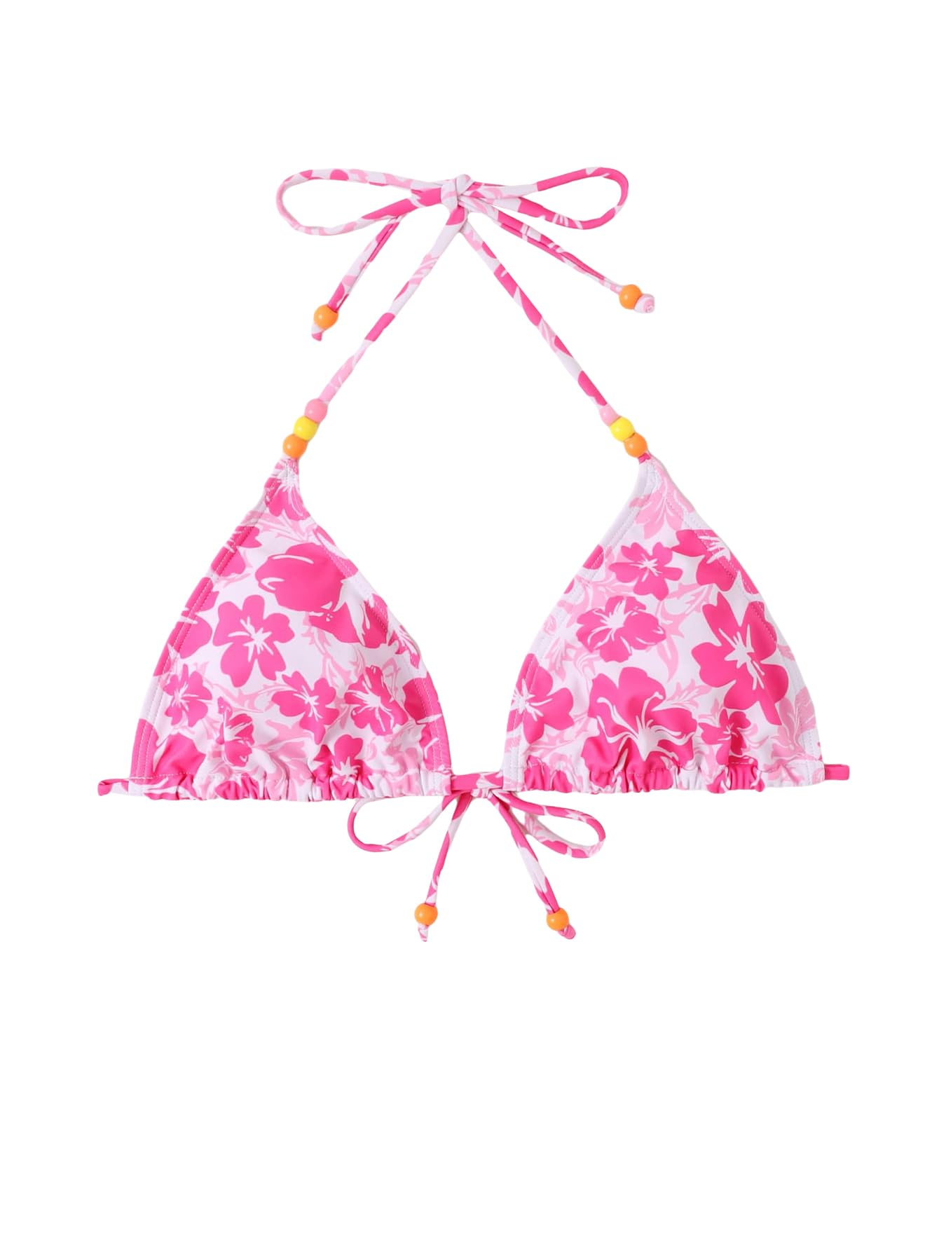 Verdusa Women's Floral Print Halter Bikini Top - String Triangle Bra Swimsuit for Beach, Pool & Summer Vacation | Sexy Swimwear for Women