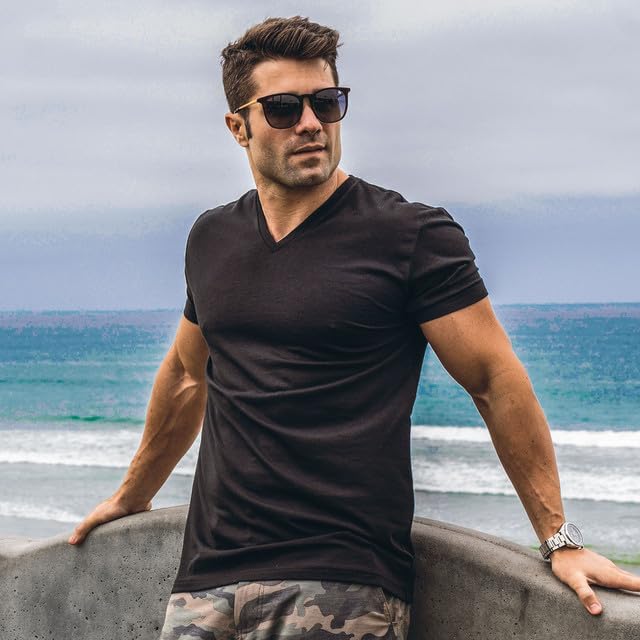 Premium Men's V-Neck T-Shirt Pack - Soft, Pre-Shrunk Cotton Blend Tees for Everyday Comfort | Casual Wear, Layering & Gym Essentials