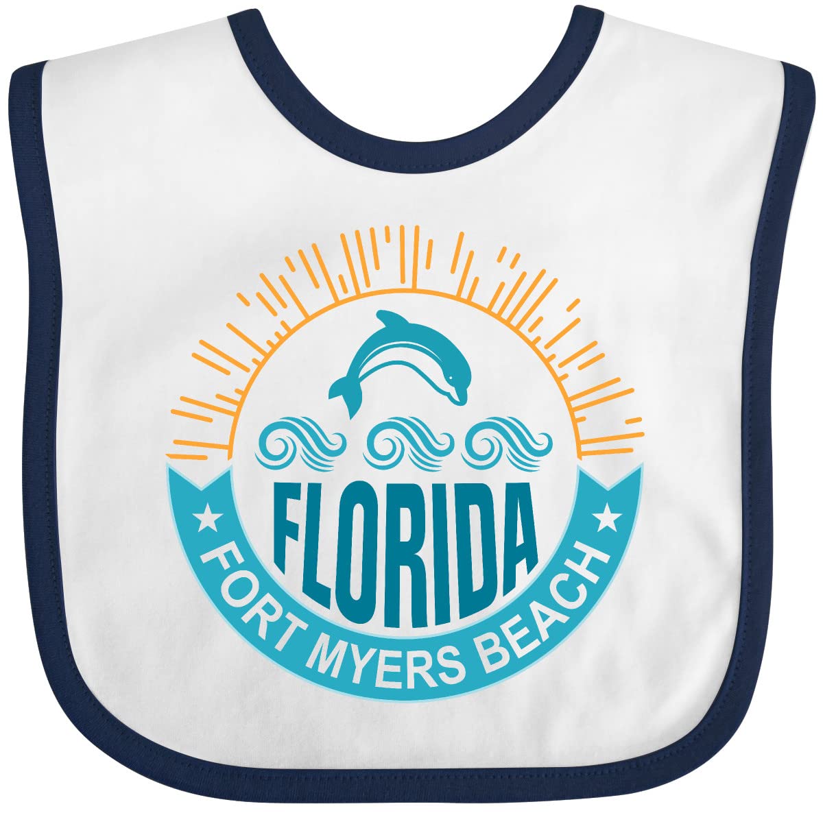 Inktastic Fort Myers Beach Florida Vacation Baby Bib - Soft Cotton Drool Bib for Infants & Toddlers - Perfect for Beach Trips, Travel, and Everyday Use