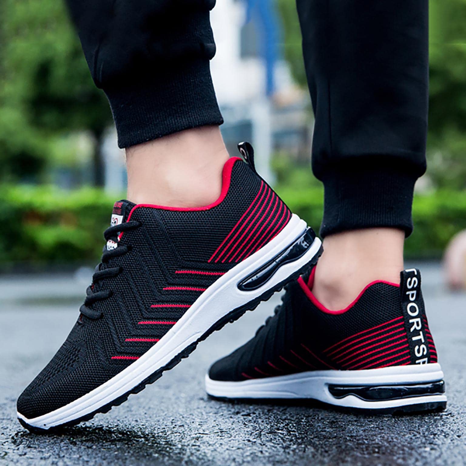 Hbeylia Men's Lace Up Sneakers - Lightweight Breathable Mesh Running Shoes for Men | Non-Slip Athletic Walking & Hiking Shoes | Perfect for Gym, Workout, Travel & Daily Wear