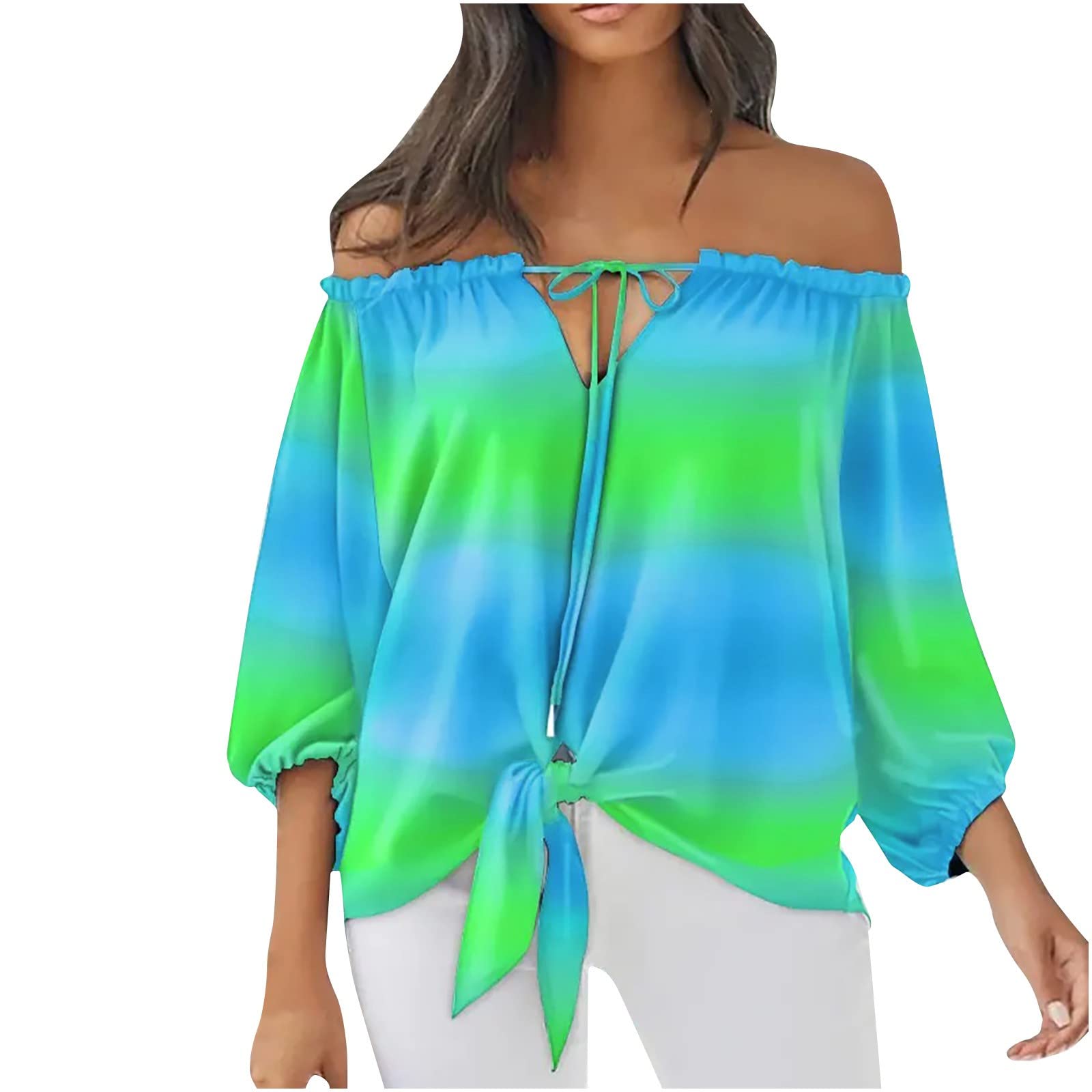 Sexy Off Shoulder Tops for Women - Strapless Tie-Up Tube Tops with Half Sleeves | Trendy Casual Loose Blouses & Drawstring T-Shirts | Perfect for Summer Outfits, Beach Vacations and Date Nights