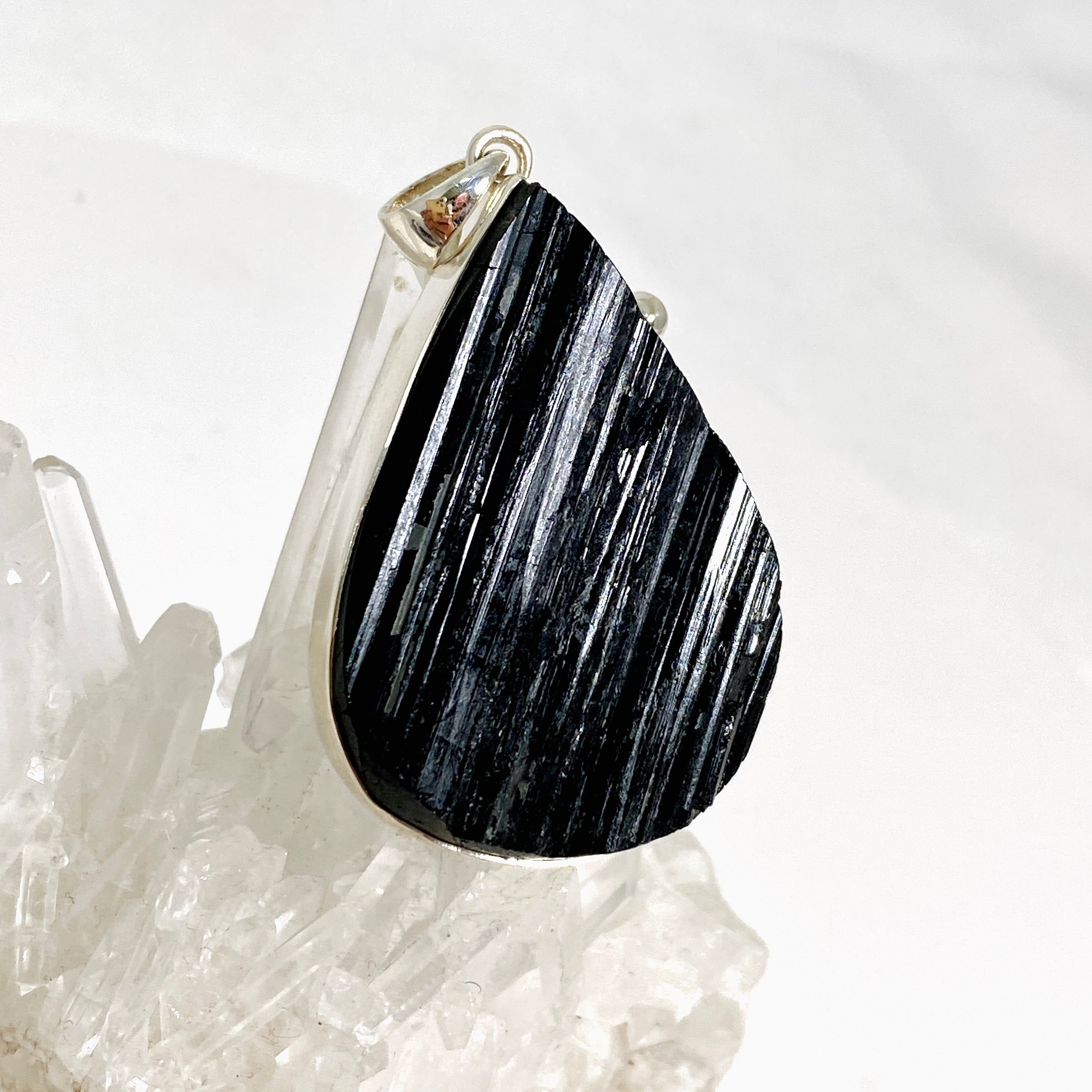 Black Tourmaline Teardrop Raw Pendant Necklace - Natural Gemstone Jewelry for Protection & Healing | Perfect for Meditation, Energy Cleansing & Spiritual Gifts KPGJ4599