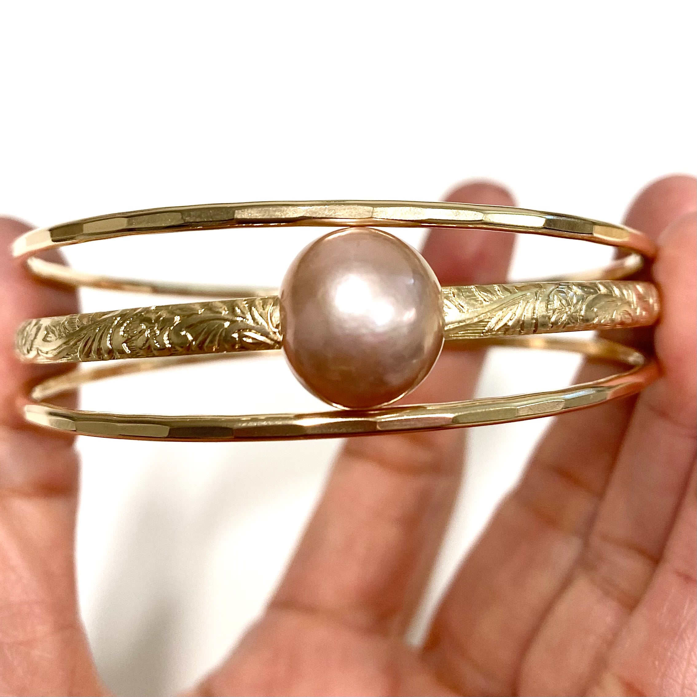 MOANI Pink Edison Pearl Bangles Set (B543) - Elegant Pearl Bracelets for Women, Perfect for Weddings, Parties & Daily Wear