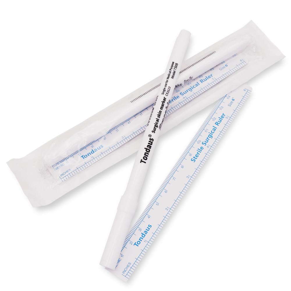 10Pcs Microblading Skin Marker Tattoo Stencil Pens - Permanent Makeup Positioning Tool with Surgical Tips & Paper Ruler for Eyebrows, Lips & Skin (5 Single Head + 5 Double Heads) - Ideal for Professional Tattoo Artists & Beauty Salons