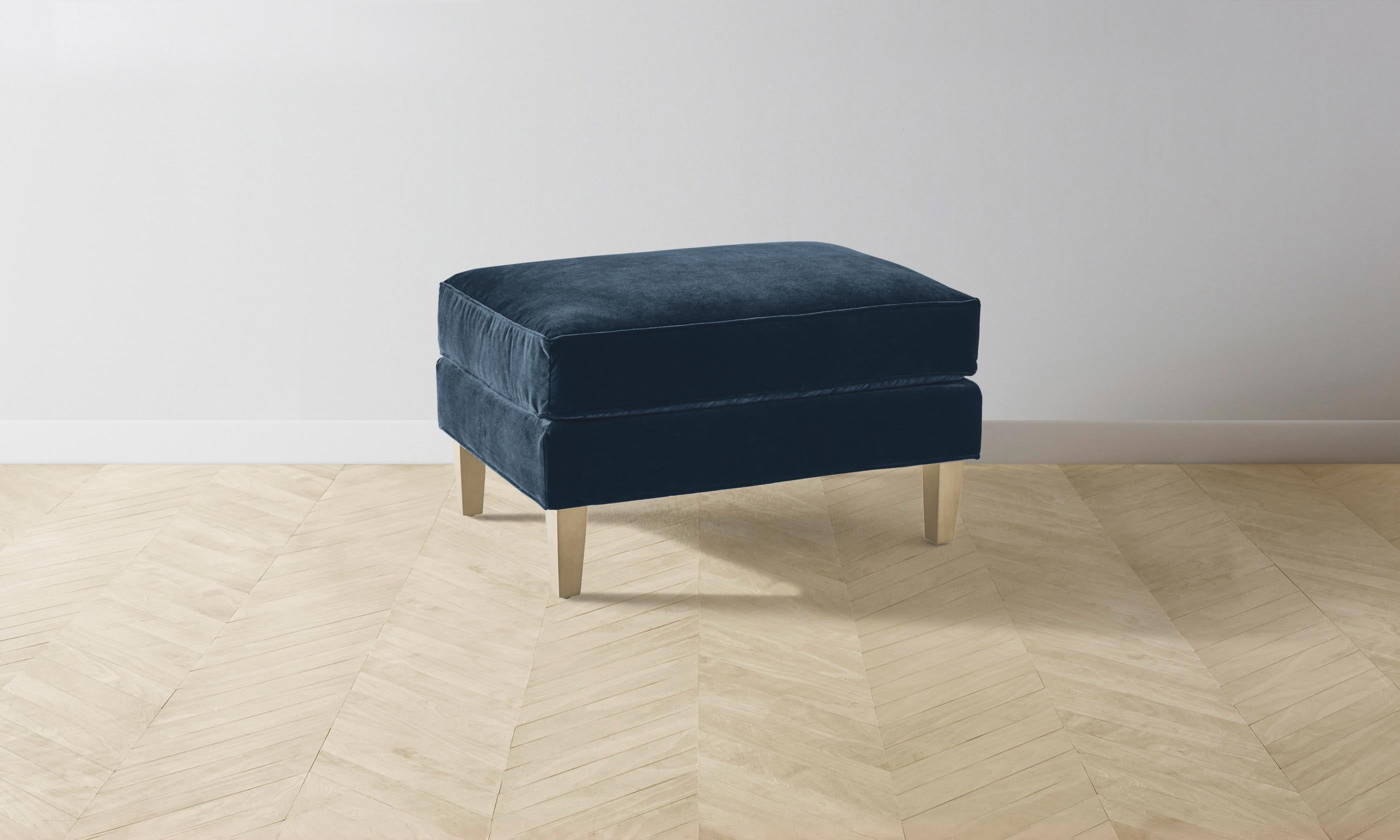 Premium Crosby Ottoman with Performance Velvet Upholstery in Sapphire Blue - Perfect for Living Room, Bedroom, or Home Office Decor