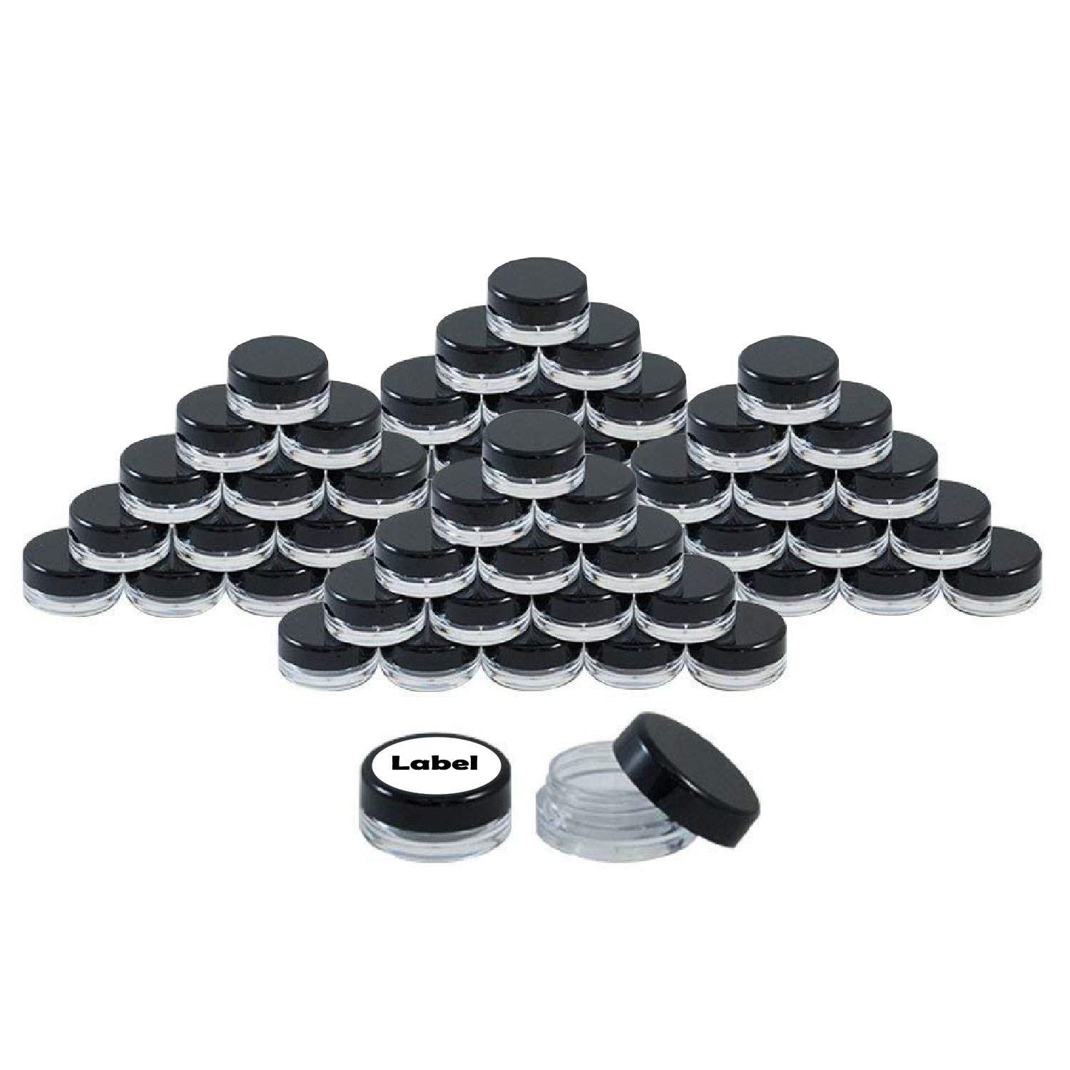 Houseables 3 Gram Empty Plastic Jars with Screw Cap Lids - 2000 Pack BPA-Free Small Round Containers for Cosmetics, Makeup, Eyeshadow, Nail Polish, Powder & Paint - Perfect for DIY Beauty Products, Travel Size Storage & Craft Supplies