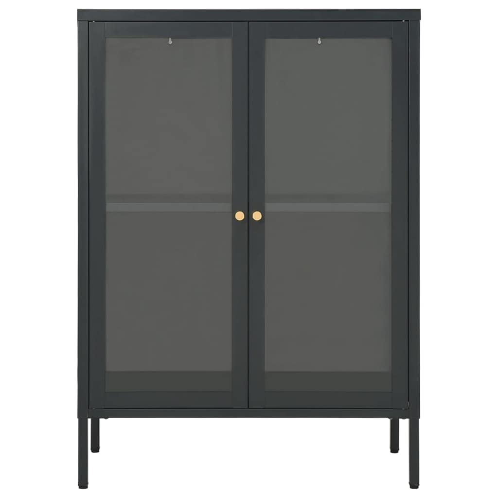 Industrial Style Sideboard Console Table with Steel and Glass - Storage Cabinet Buffet for Living Room, Bedroom, Office, Dining Room & Hallway - Anthracite 29.5