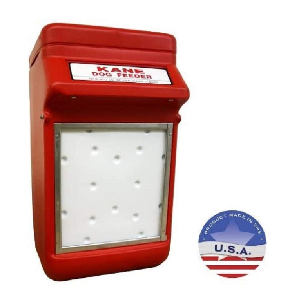 Kane KDF 25 lb Automatic Wall Mount Dog Feeder with Auto-Shut Off - Durable HDPE & 304 Stainless Steel Pet Food Dispenser - Perfect for Outdoor, Kennel, or Large Breed Dogs
