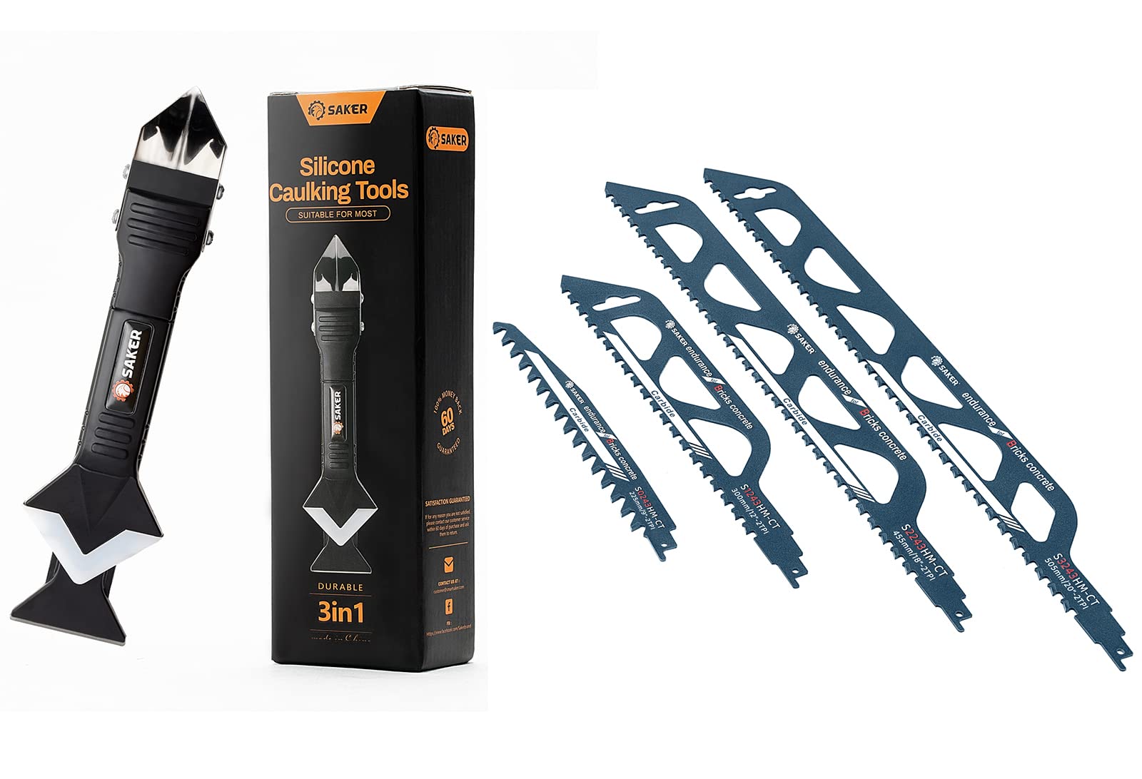 Saker Silicone Caulking Tools - Professional Sealant Smoother & Caulk Finishing Tool with Saw Blade - Perfect for Bathroom, Kitchen & DIY Home Improvement Projects